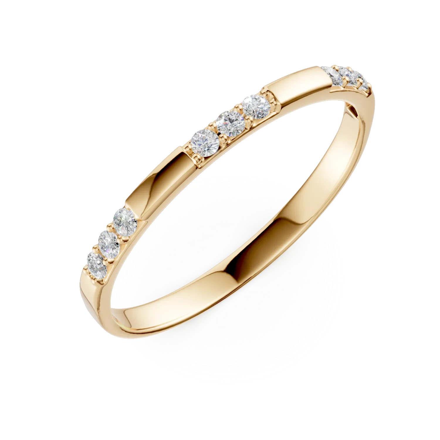 Inel minimalist din aur galben cu zirconii - imagine 7