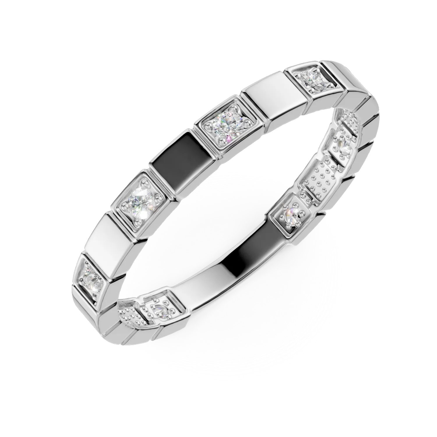 Inel semi eternity din aur alb cu zirconii