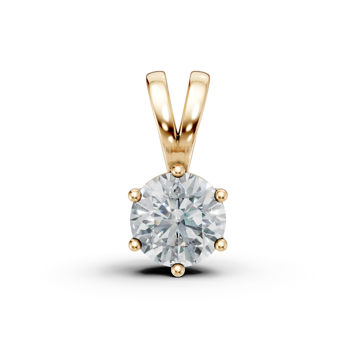 Pandantiv minimalist din aur galben cu zirconia solitaire