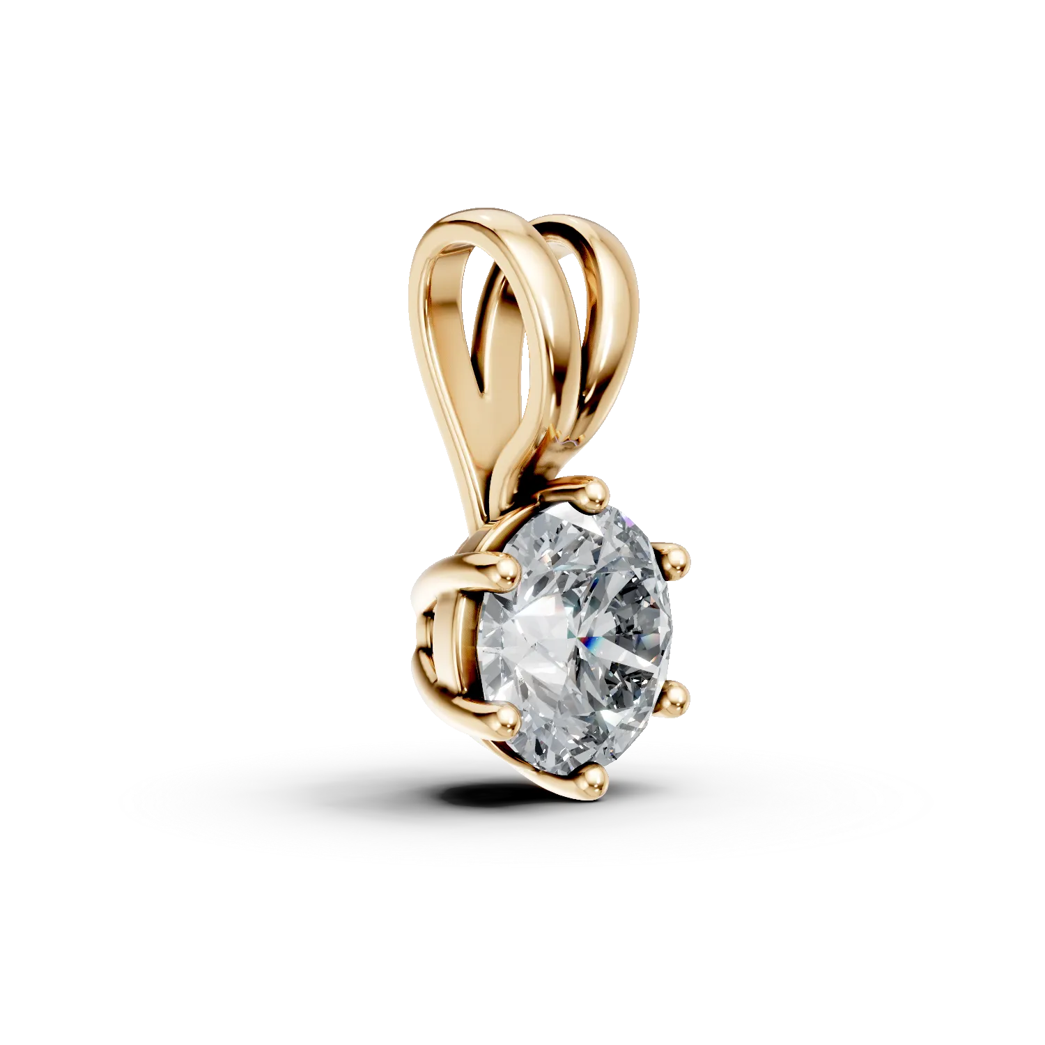 Pandantiv minimalist din aur galben cu zirconia solitaire - imagine 2