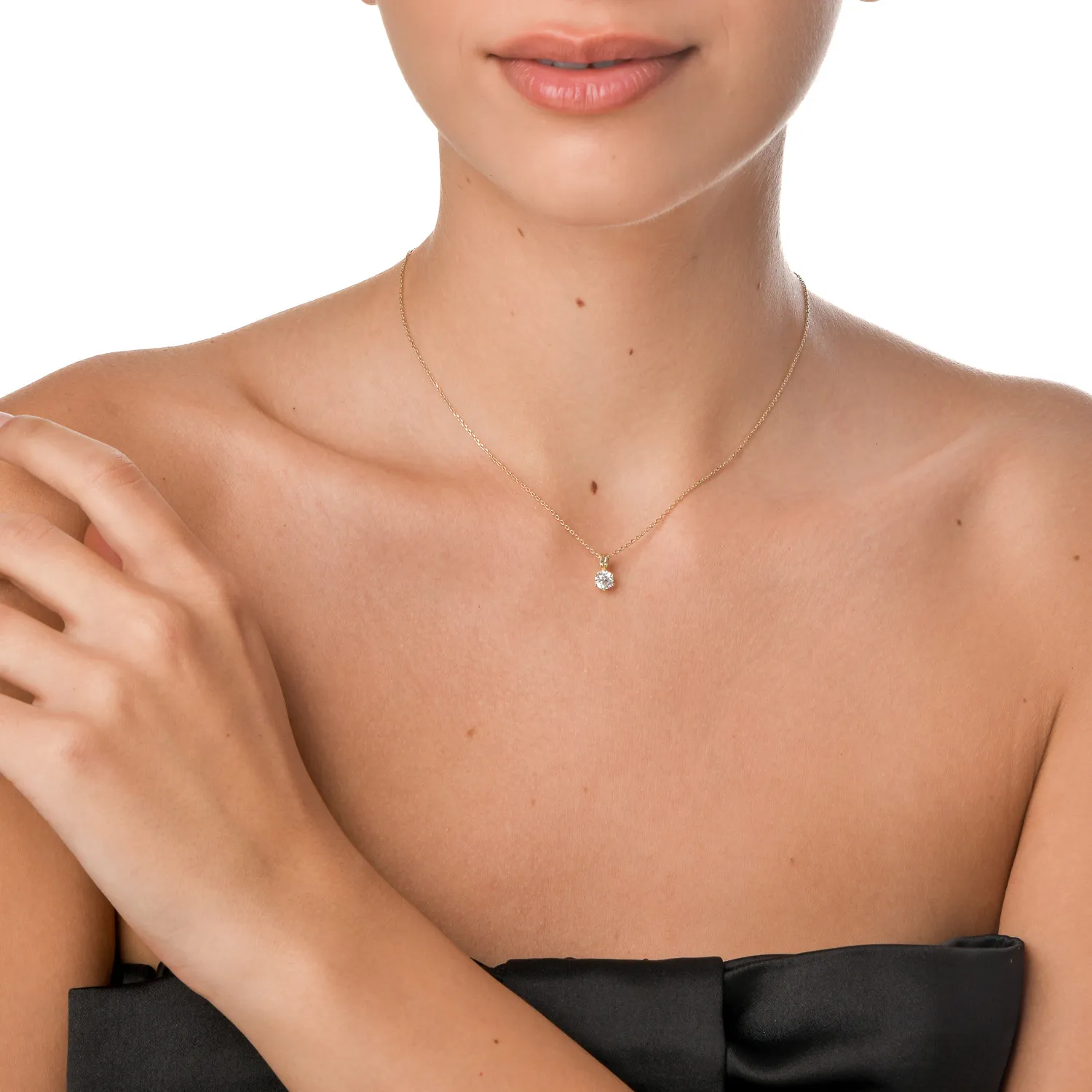 Pandantiv minimalist din aur galben cu zirconia solitaire - imagine 3