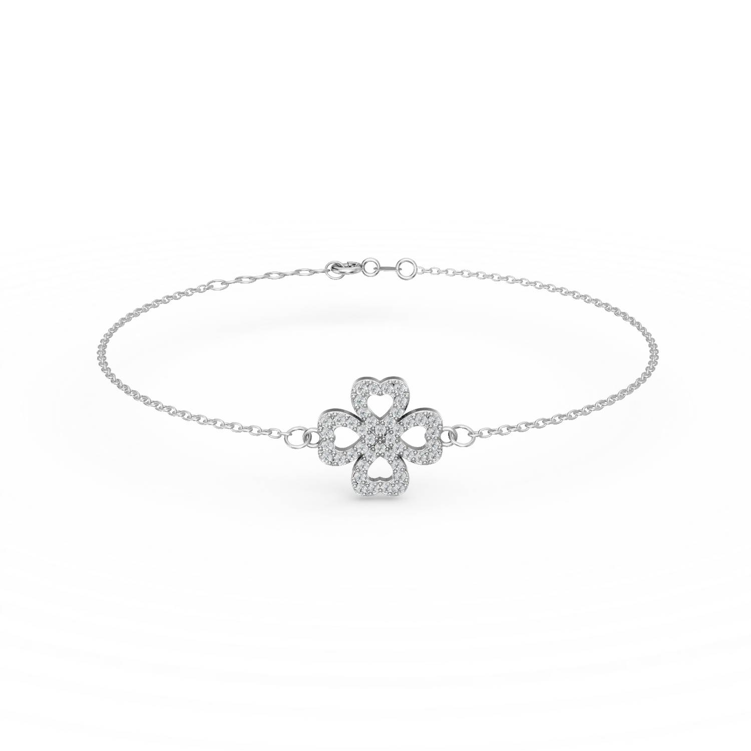 Bratara cu pandantiv trifoi din argint cu zirconii