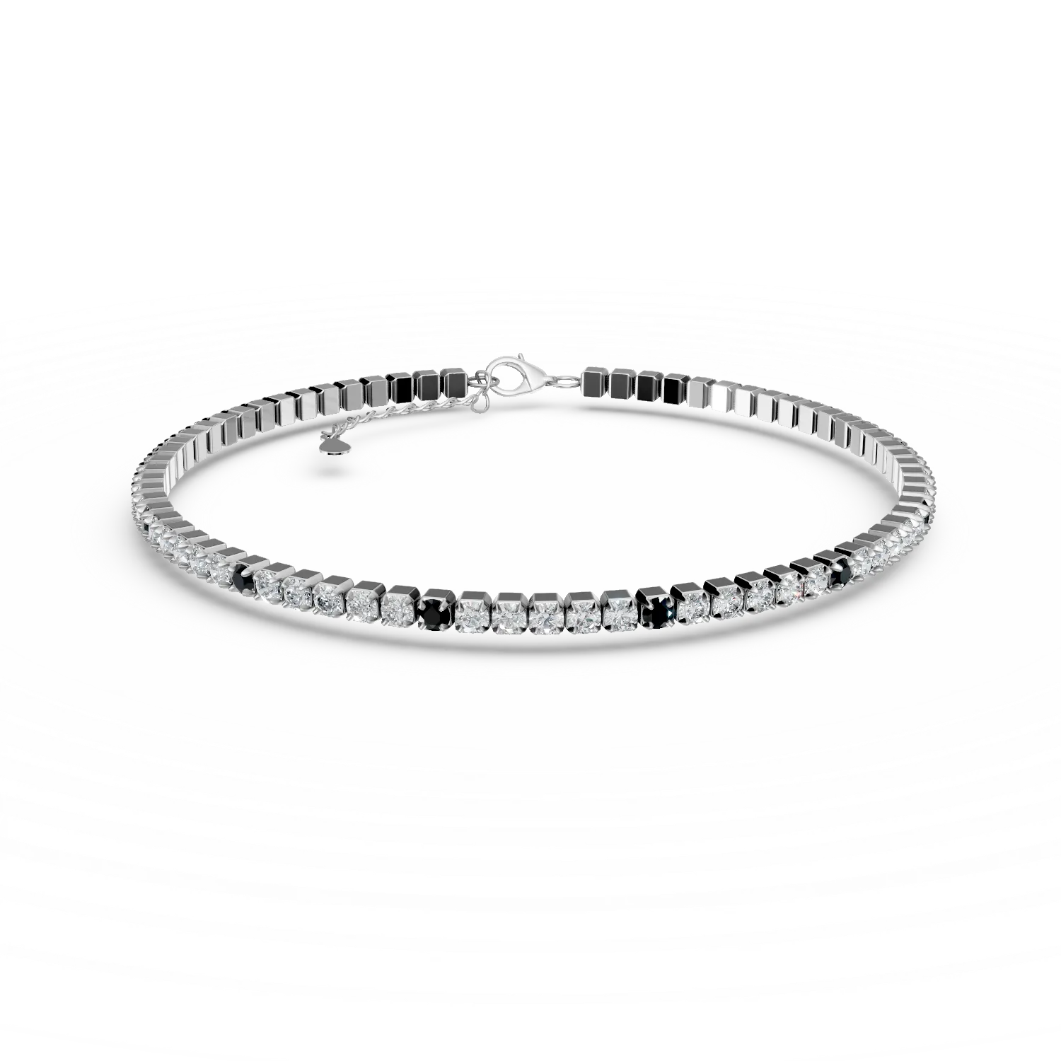 Bratara tennis din argint cu zirconii albe si negre