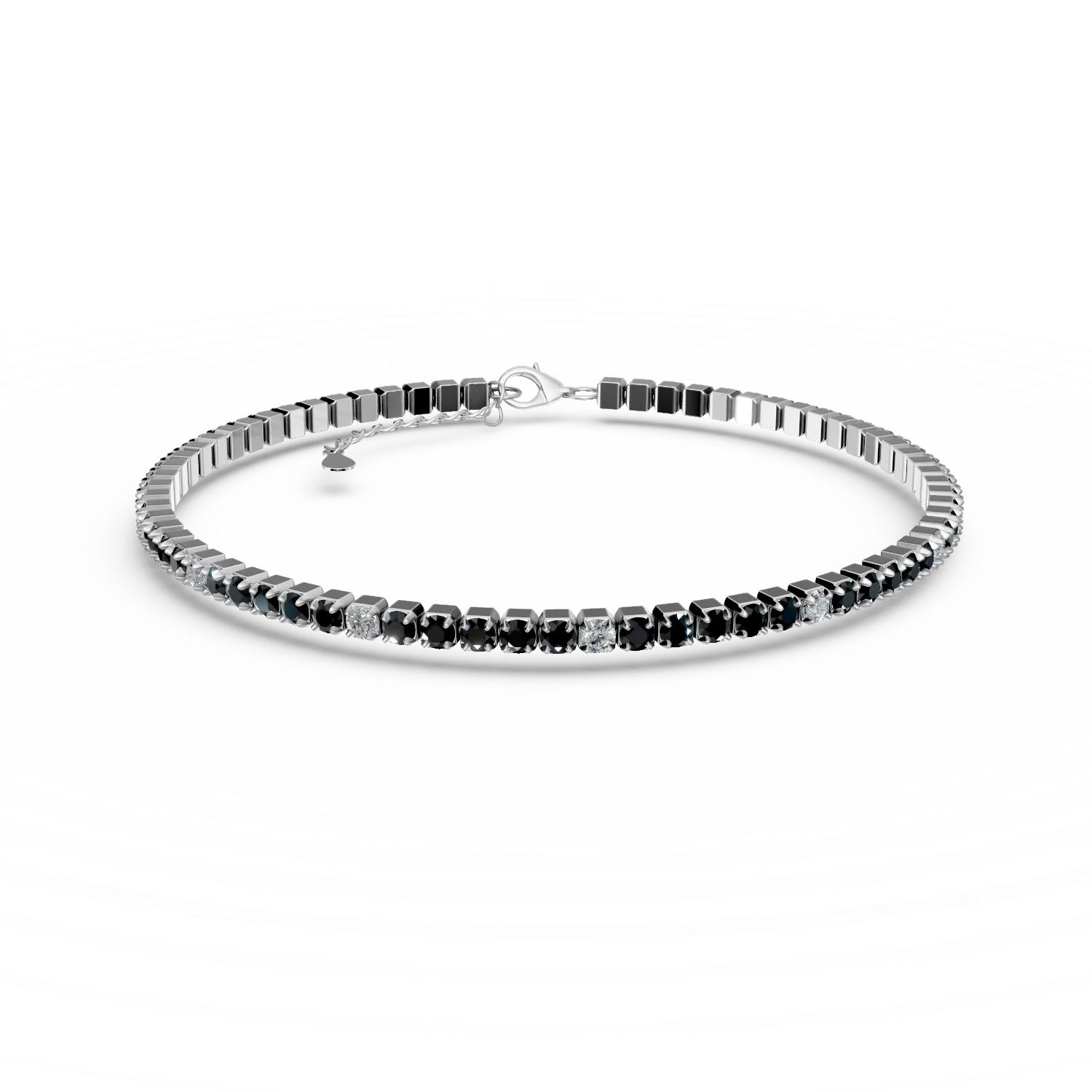 Bratara tennis din argint cu zirconii albe si negre