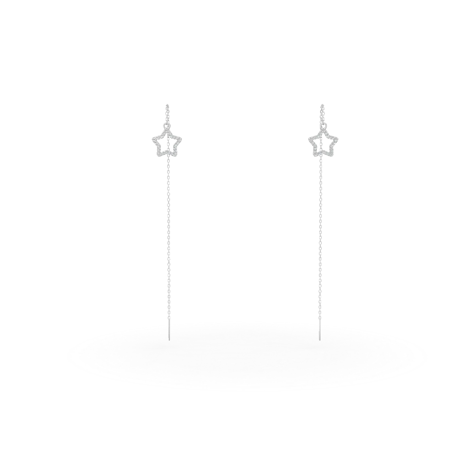 Cercei lungi cu stelute din argint cu zirconii