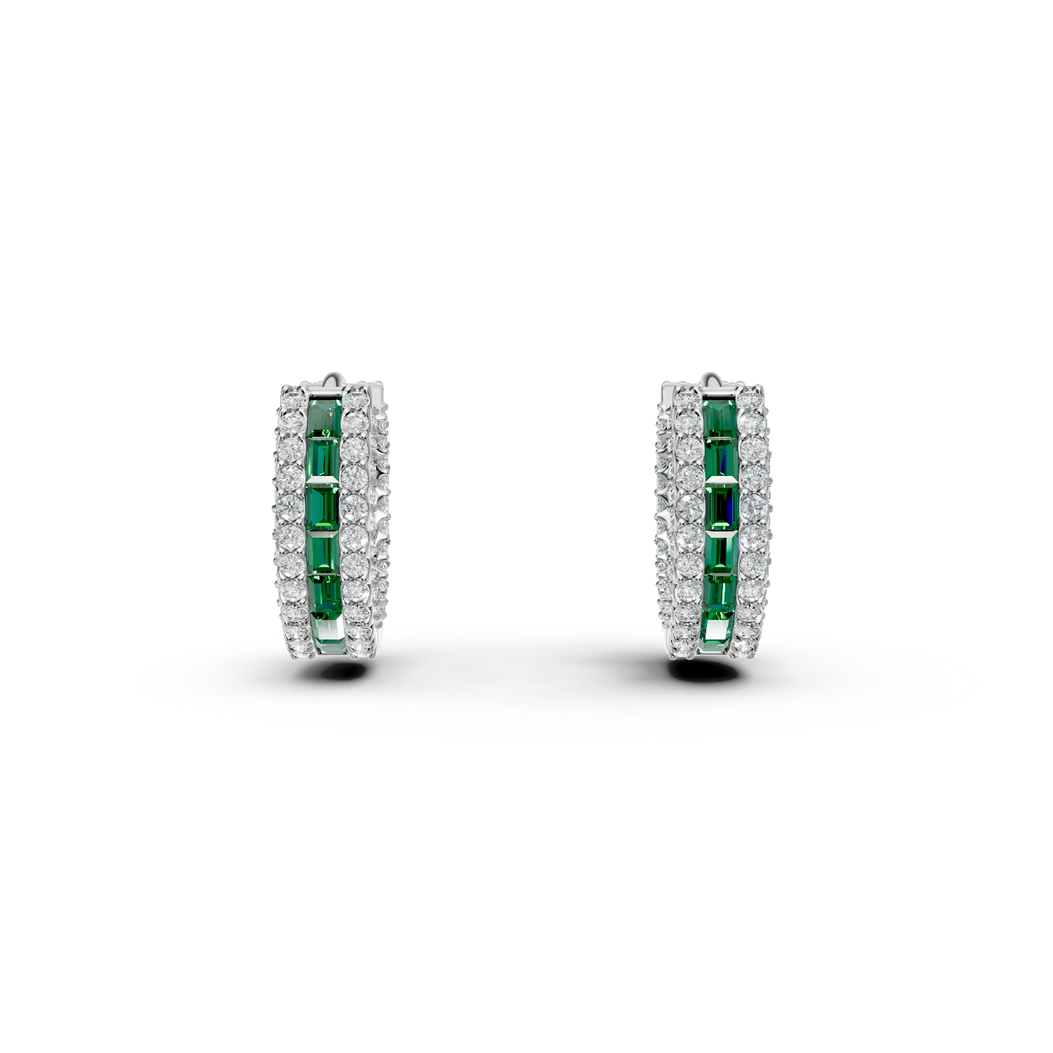 Cercei rotunzi din argint cu zirconii albe si verzi