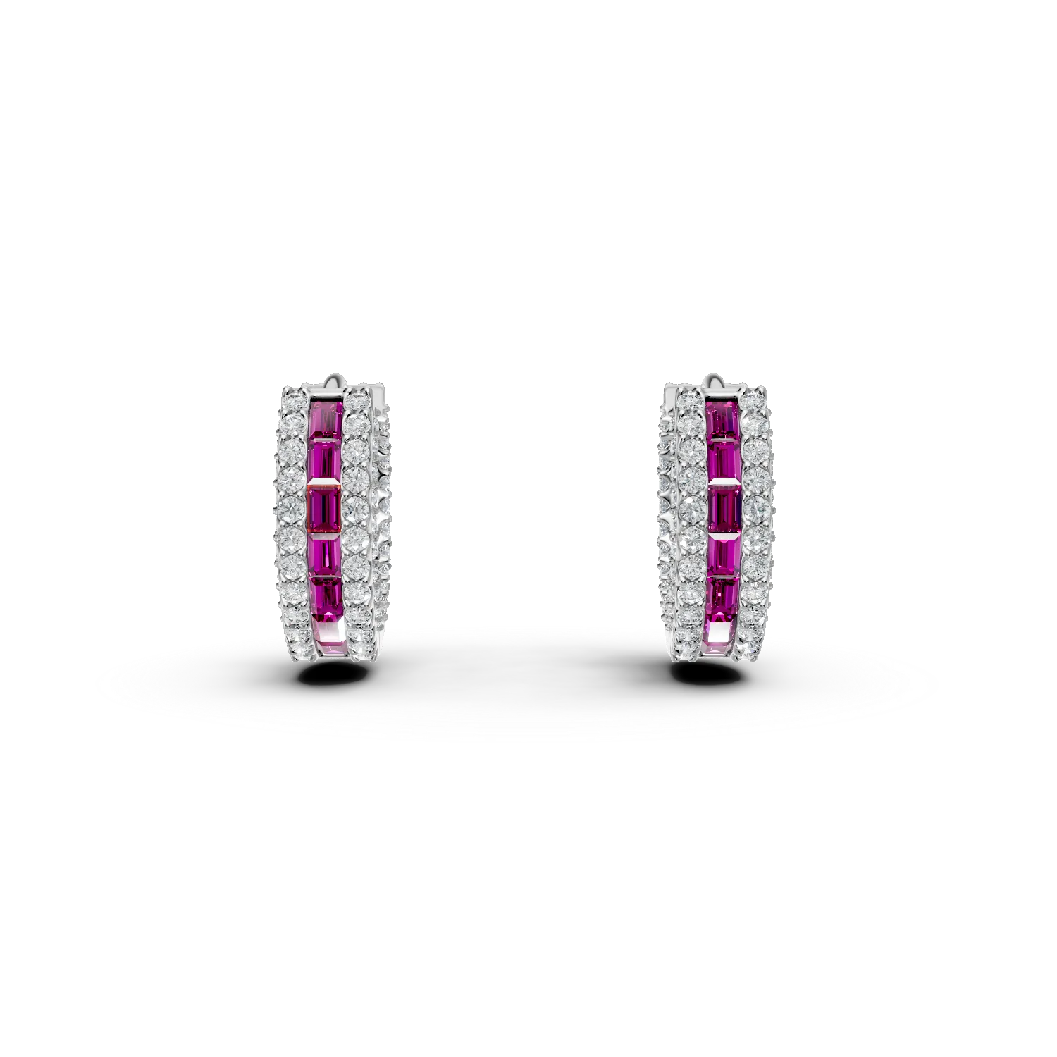 Cercei rotunzi din argint cu zirconii albe si roz