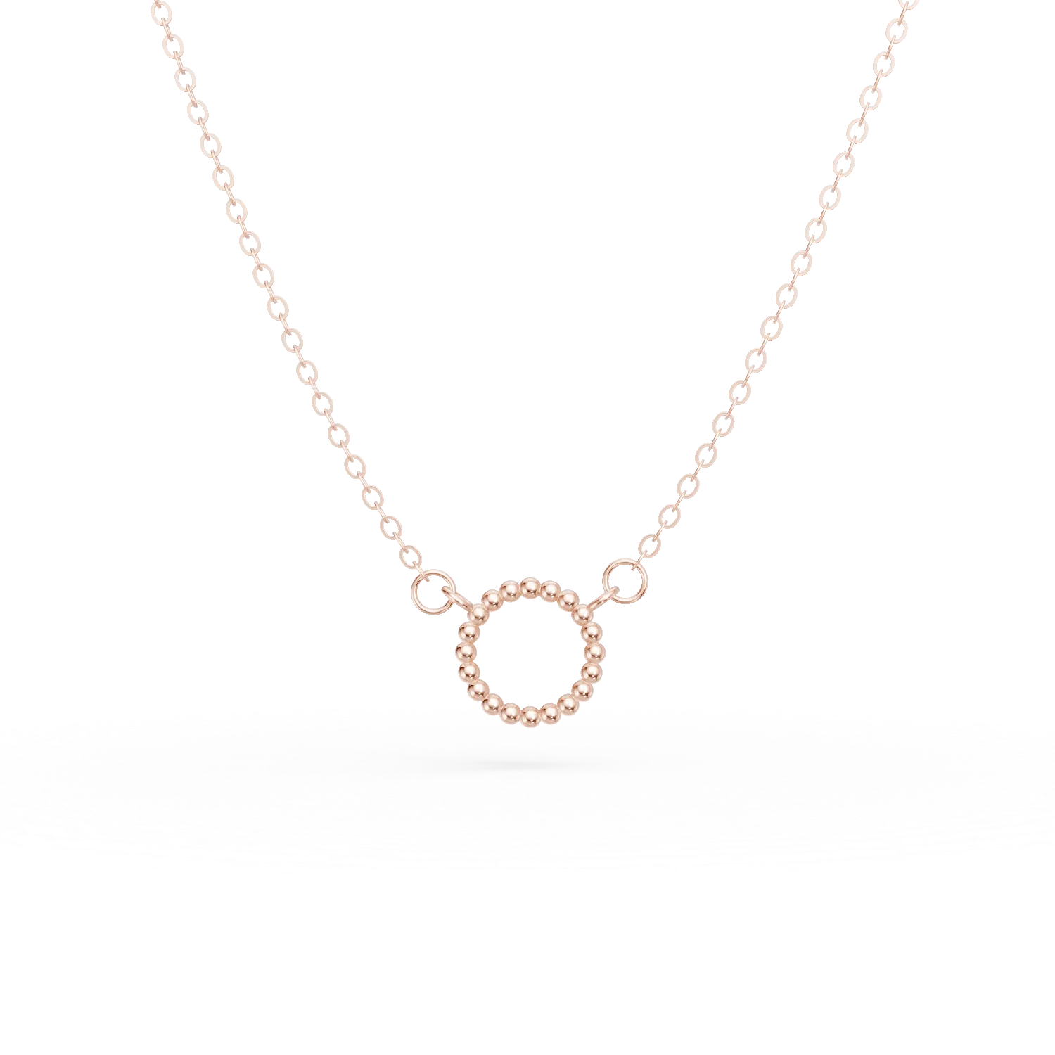Lant cu pandantiv cerc din aur roz