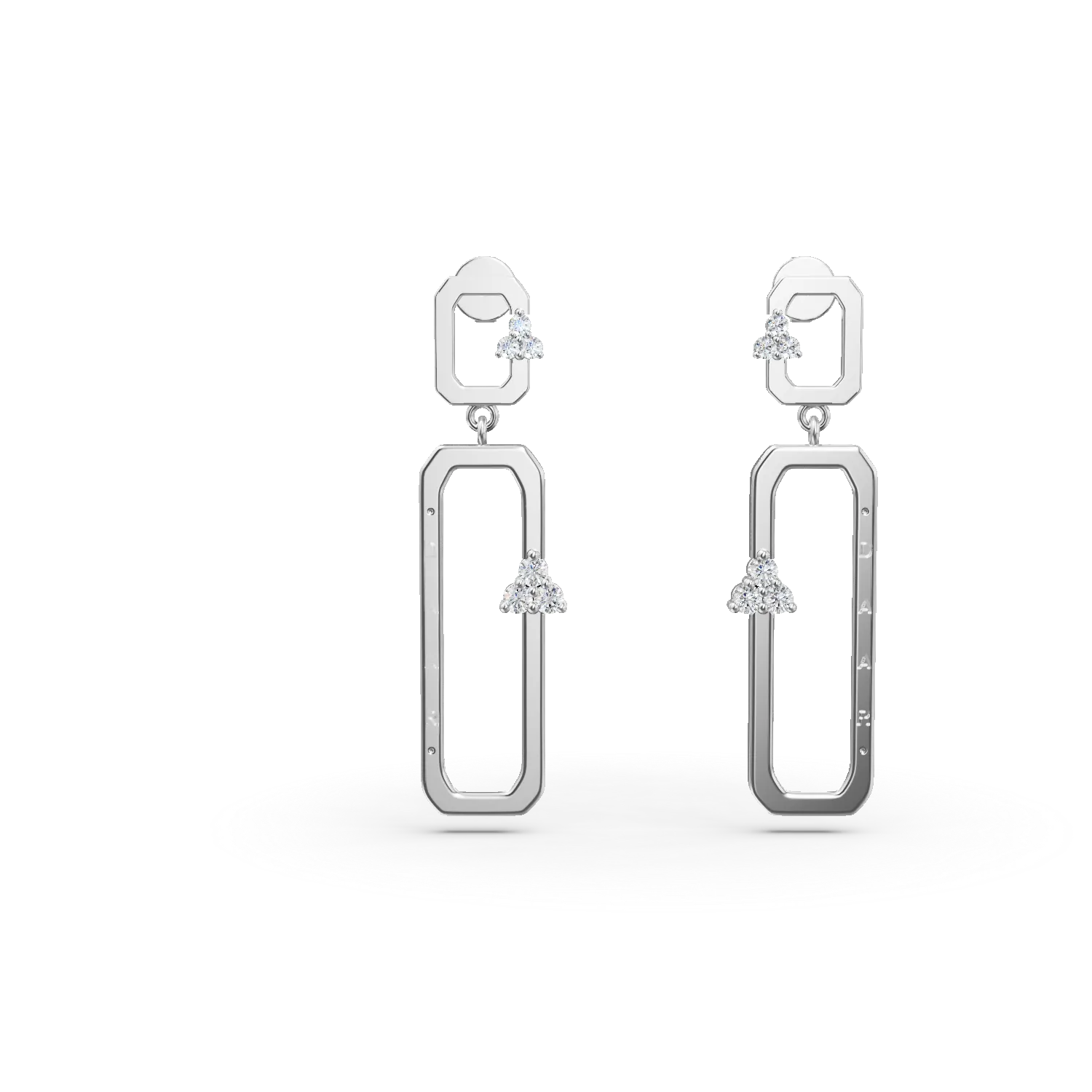 Cercei DAAR la patrat din aur alb