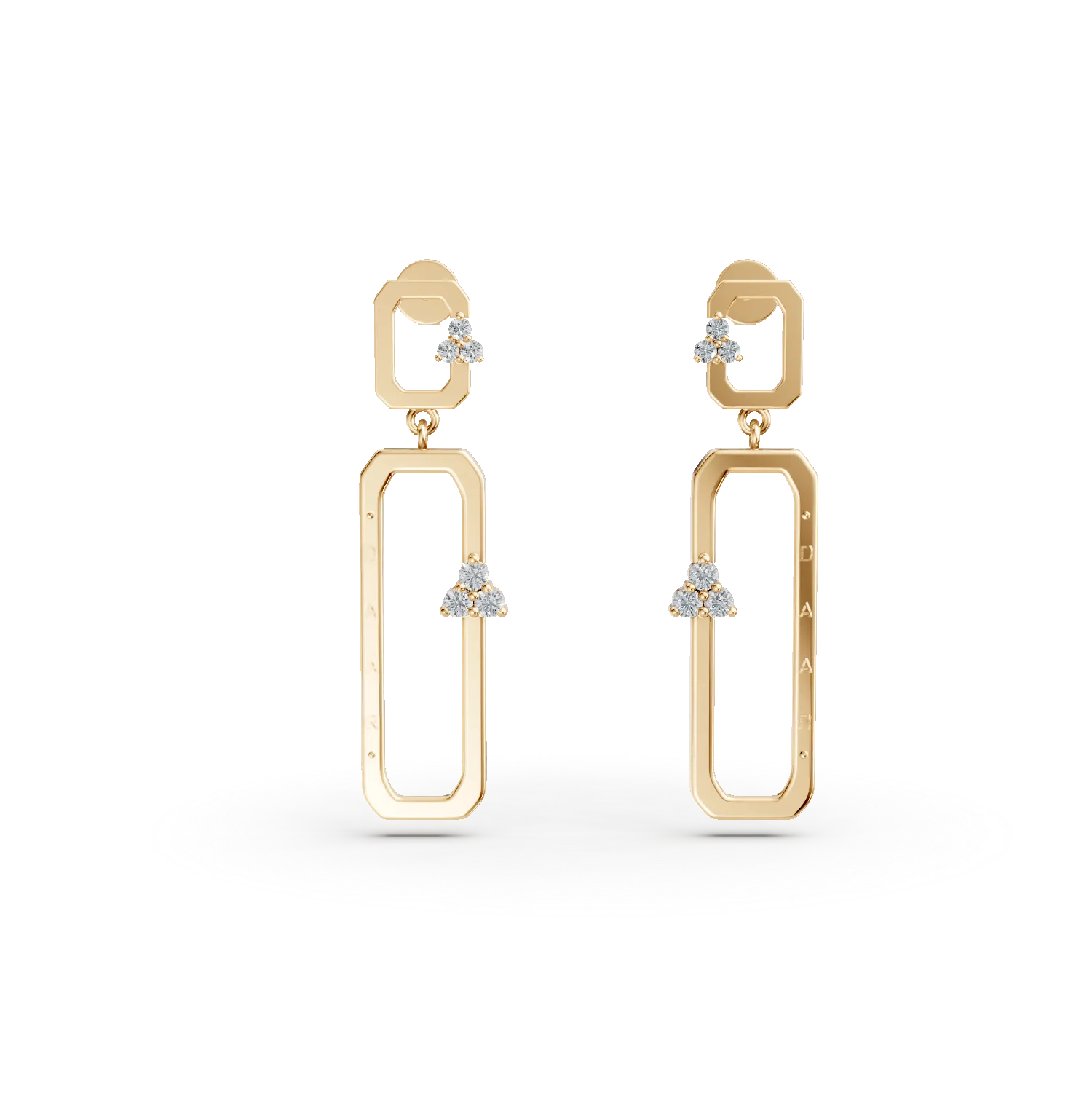 Cercei DAAR la patrat din aur galben