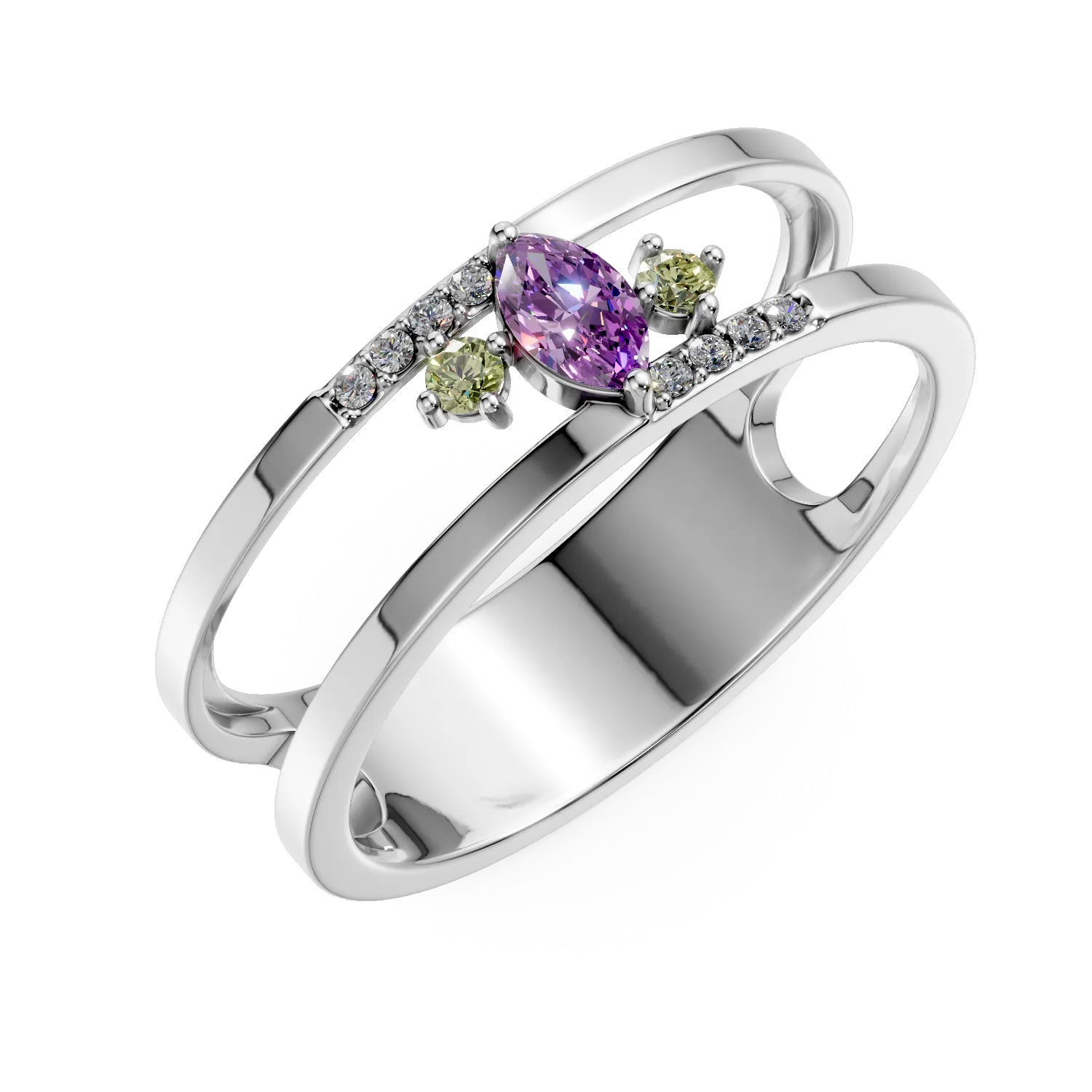 Inel microsetting din argint cu pietre semipretioase de 0.2ct