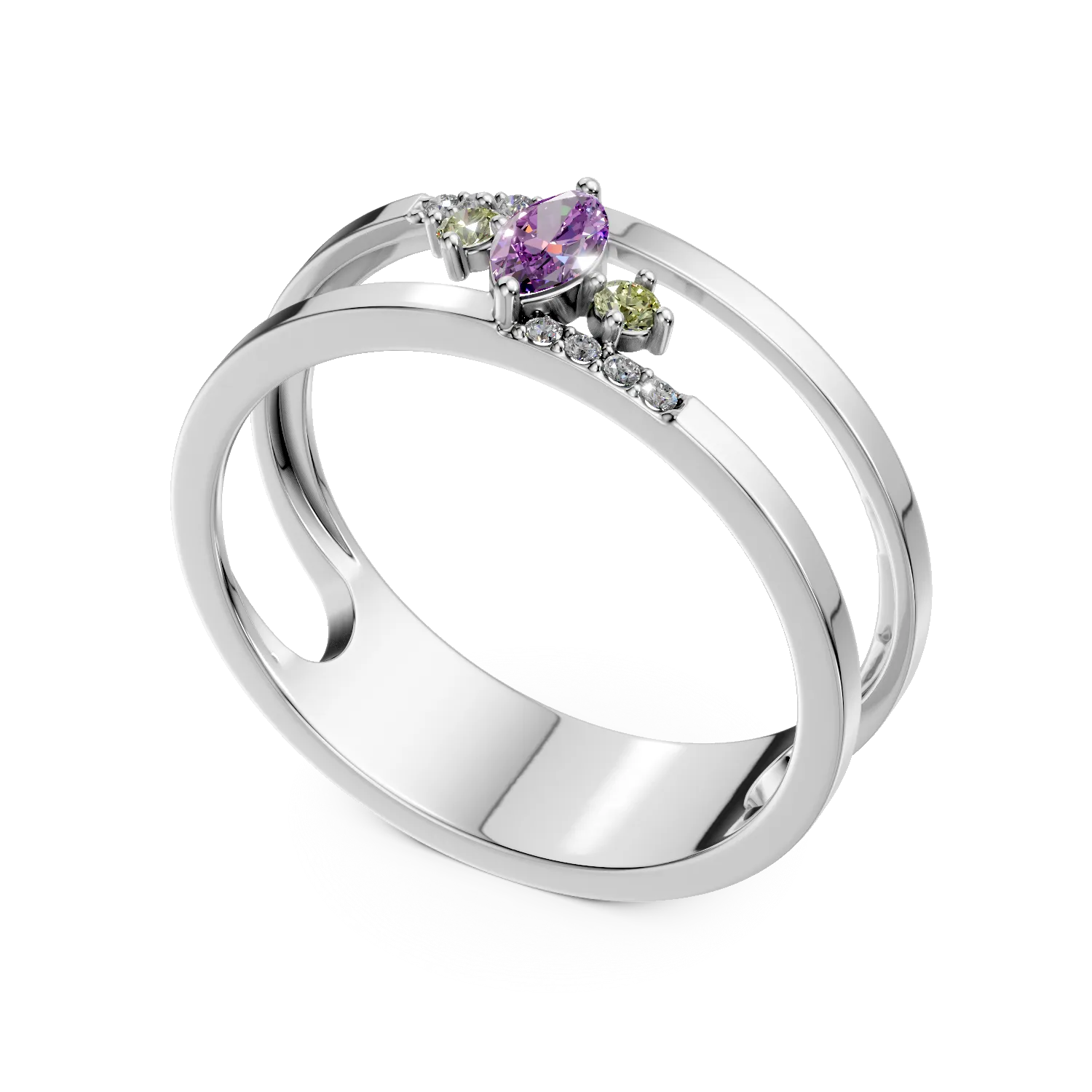 Inel microsetting din argint cu pietre semipretioase de 0.2ct