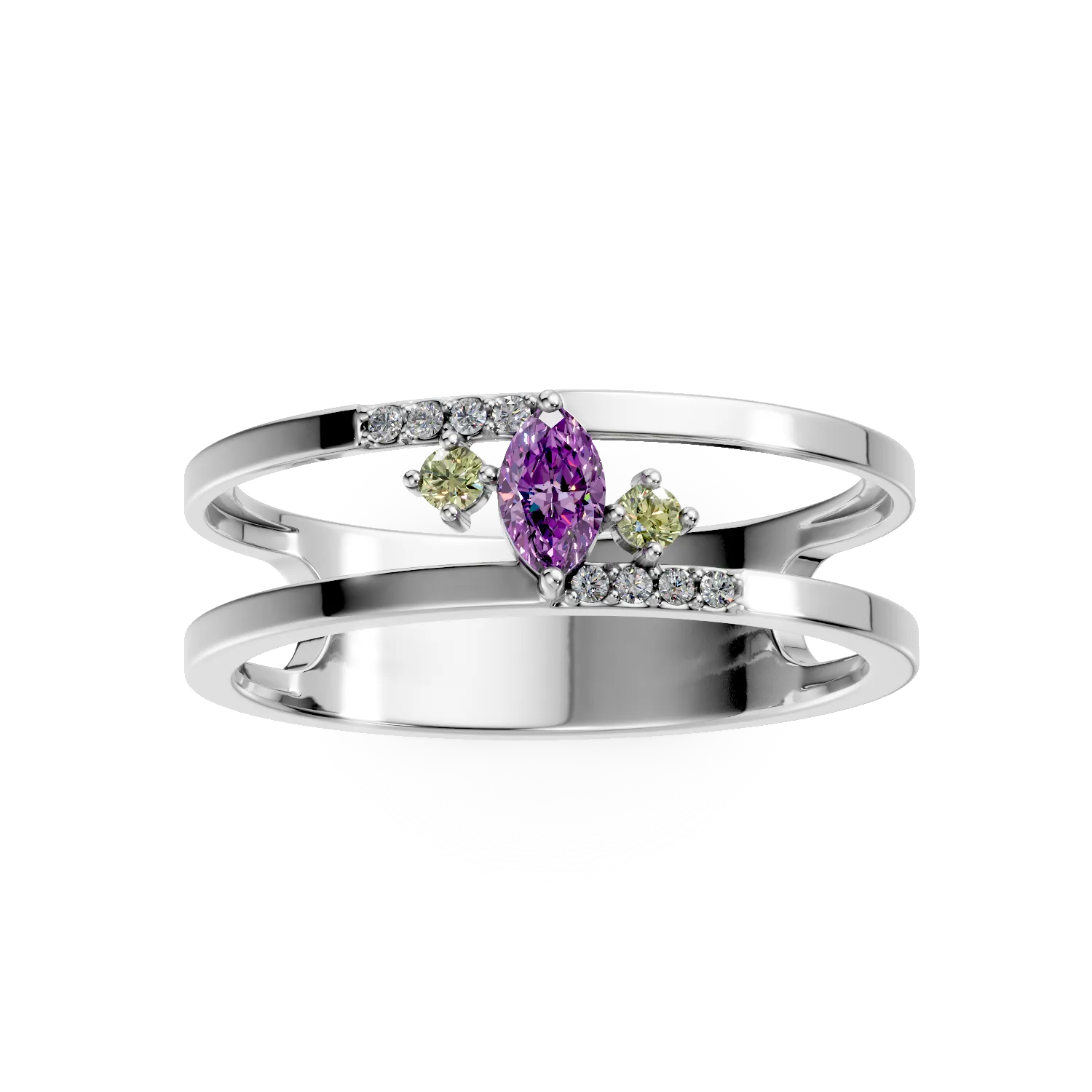 Inel microsetting din argint cu pietre semipretioase de 0.2ct
