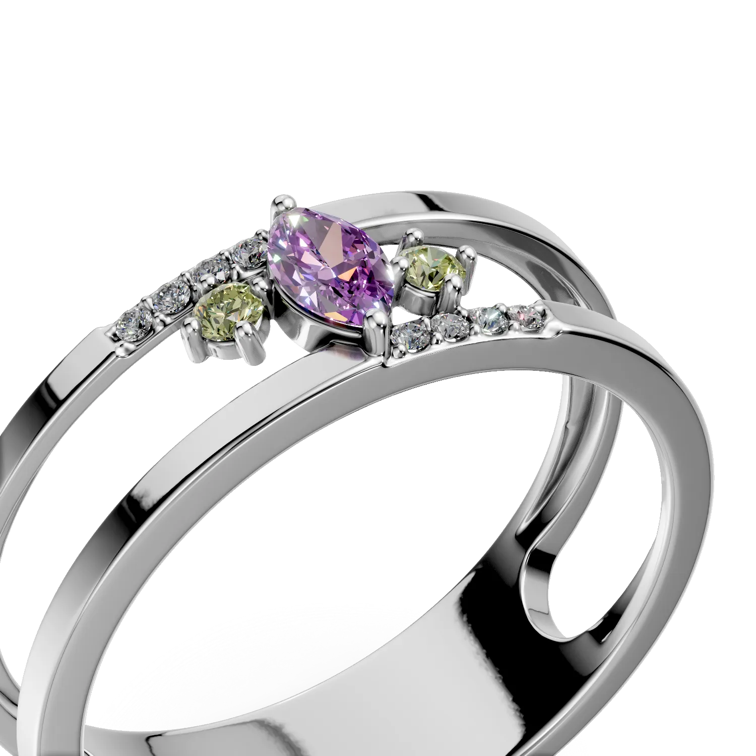 Inel microsetting din argint cu pietre semipretioase de 0.2ct