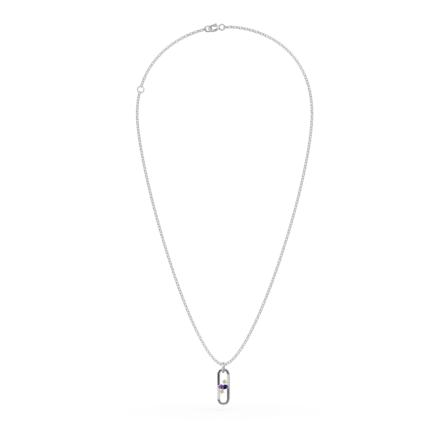 Lant cu pandantiv geometric din argint cu pietre semipretioase de 0.36ct