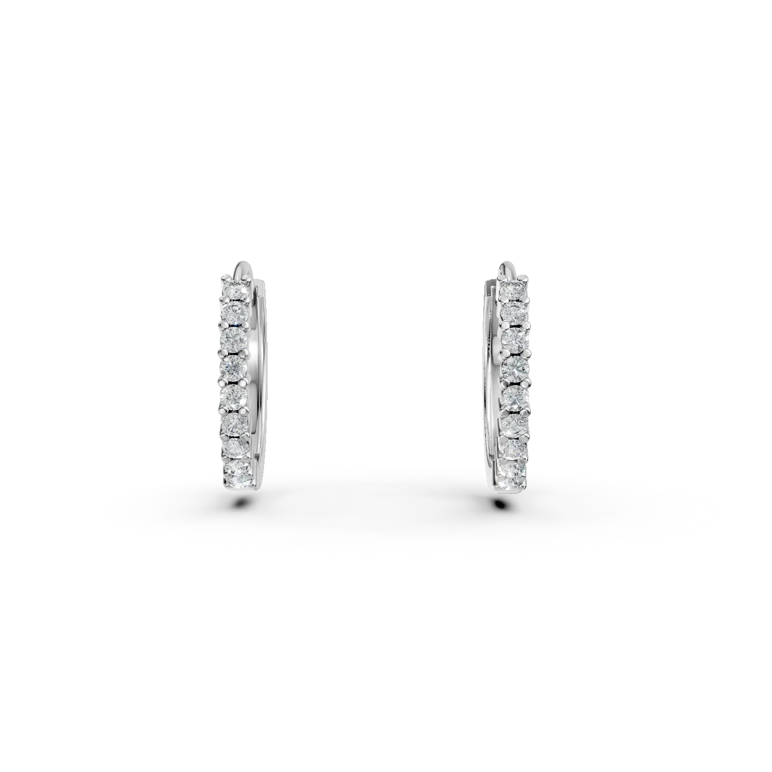 Cercei minimalisti din aur alb cu diamante de 0.1ct create in laborator