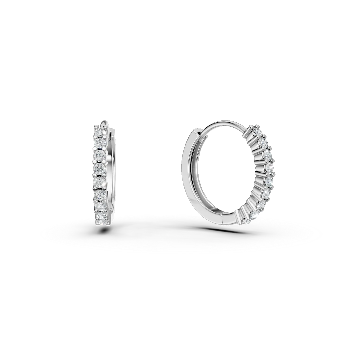 Cercei minimalisti din aur alb cu diamante de 0.1ct create in laborator