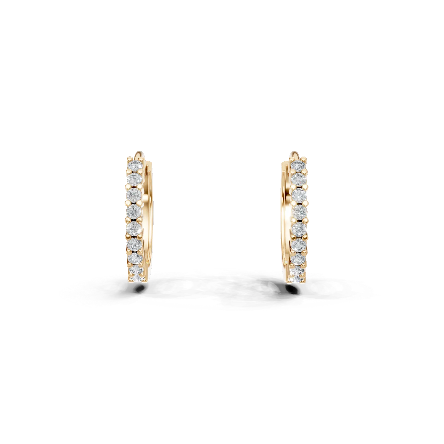 Cercei minimalisti din aur galben cu diamante de 0.1ct create in laborator