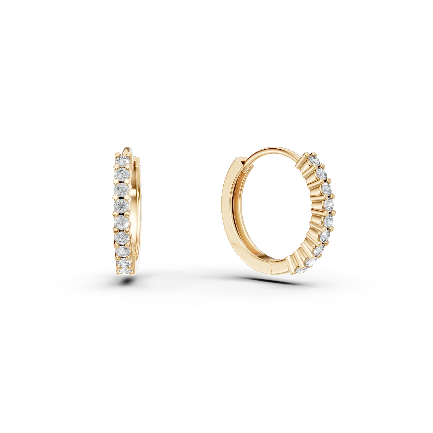 Cercei minimalisti din aur galben cu diamante de 0.1ct create in laborator
