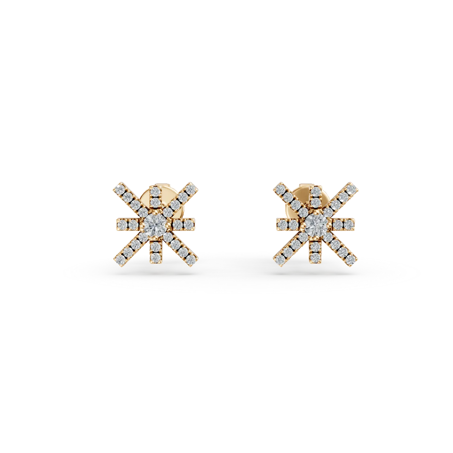 Cercei stele din aur galben cu diamante de 0.2ct create in laborator