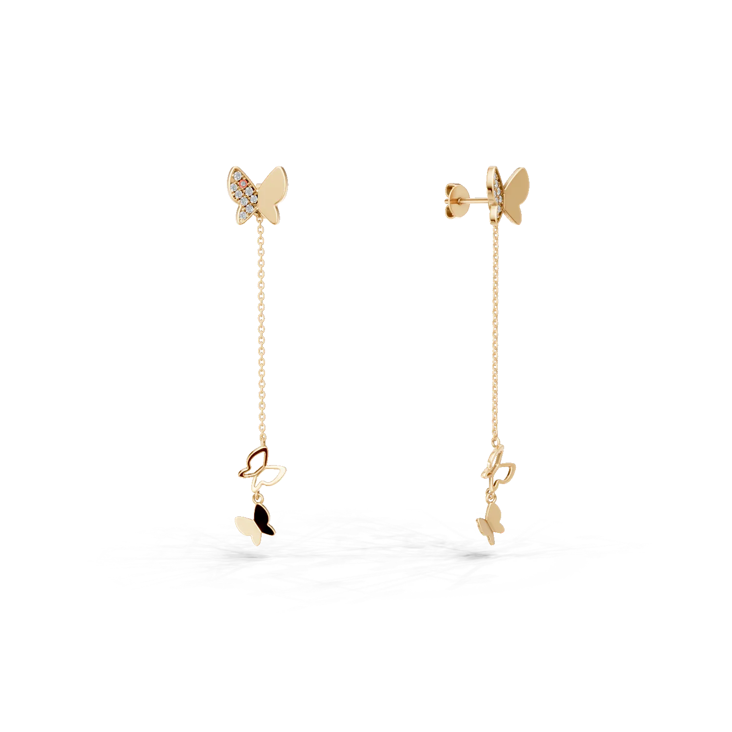 Cercei lungi cu fluturi din aur galben cu diamante de 0.08ct create in laborator Apparel & Accessories > Jewelry > Earrings DAAR 2 Cercei lungi cu fluturi din aur galben cu diamante de 0.08ct create in laborator Apparel & Accessories > Jewelry > Earrings DAAR 2