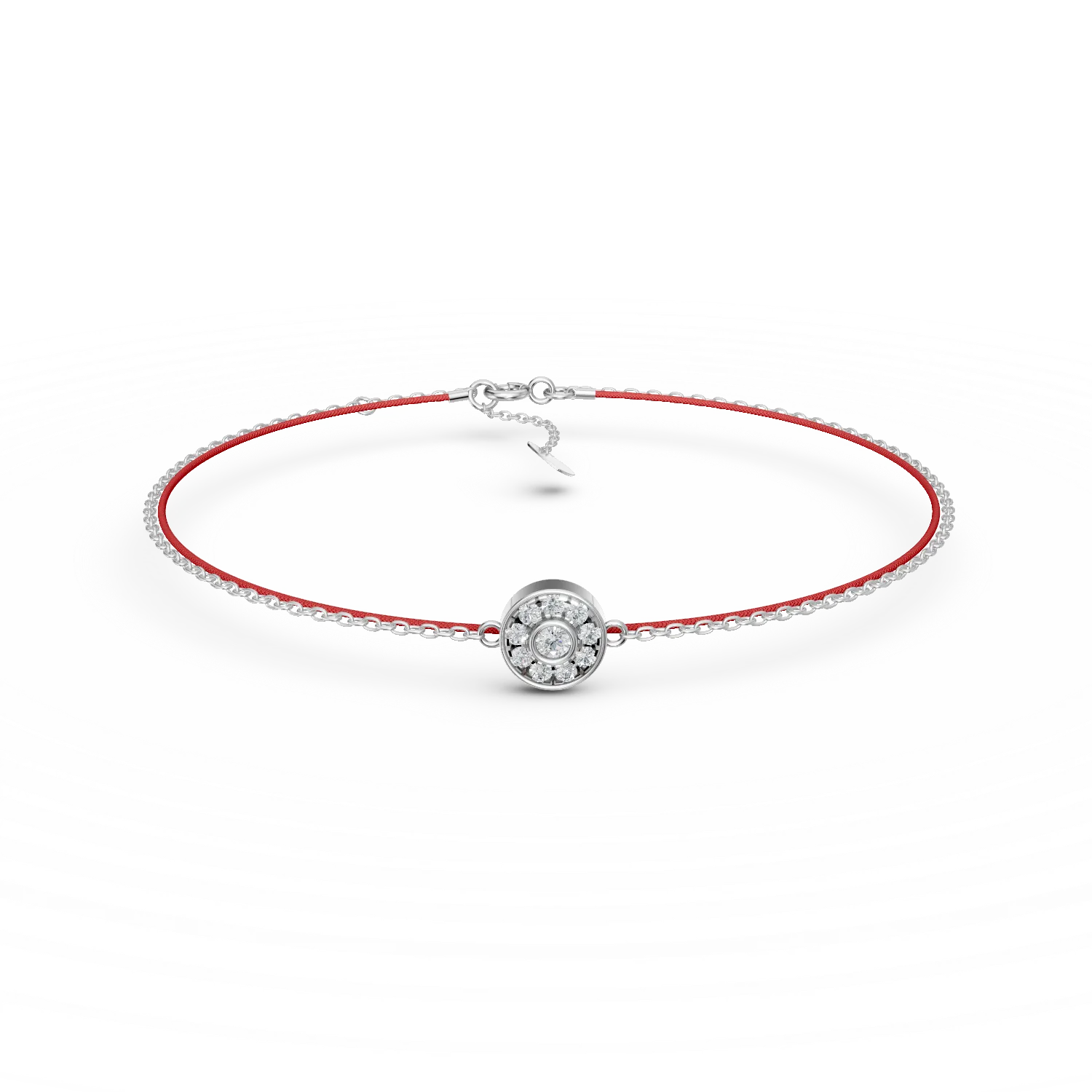 Bratara din aur alb si snur cu diamante de 0.07ct create in laborator