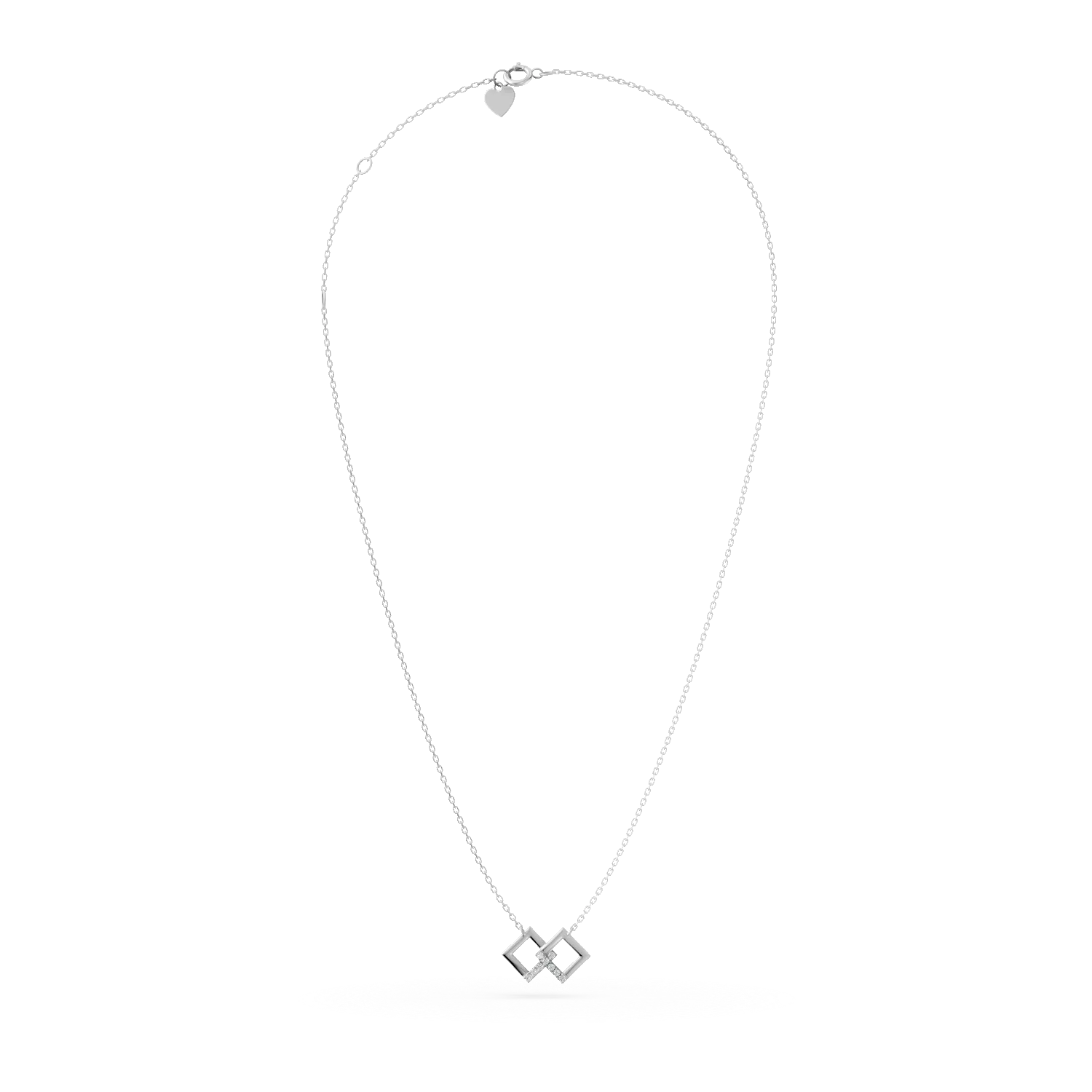 Lant cu pandantive geometrice din aur alb cu diamante de 0.05ct create in laborator