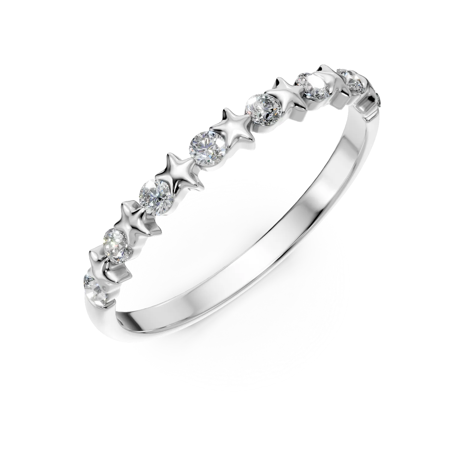 Inel din aur alb cu diamante microsetting de 0.1ct create in laborator