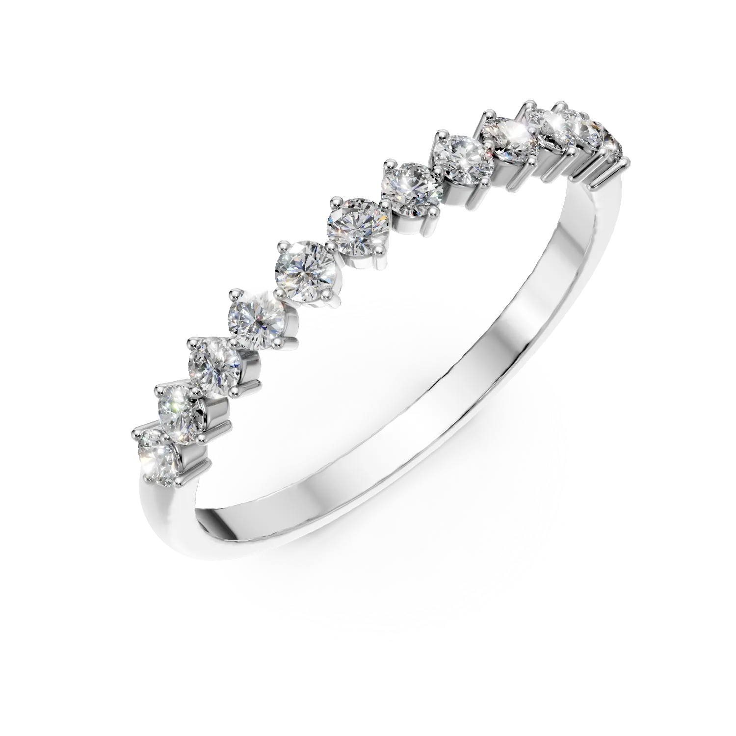 Inel din aur alb cu diamante microsetting de 0.2ct create in laborator