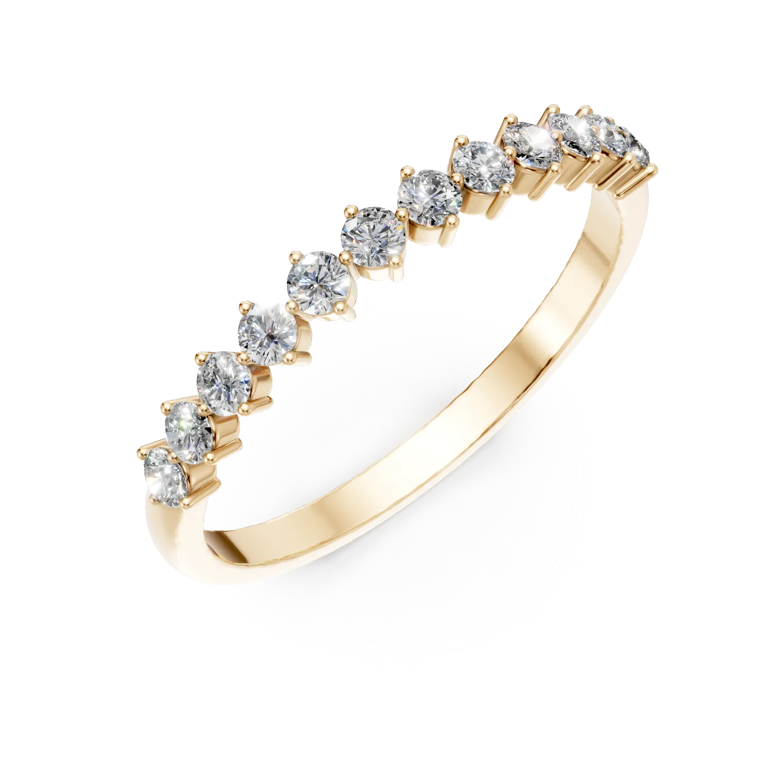 Inel din aur galben cu diamante microsetting de 0.2ct create in laborator