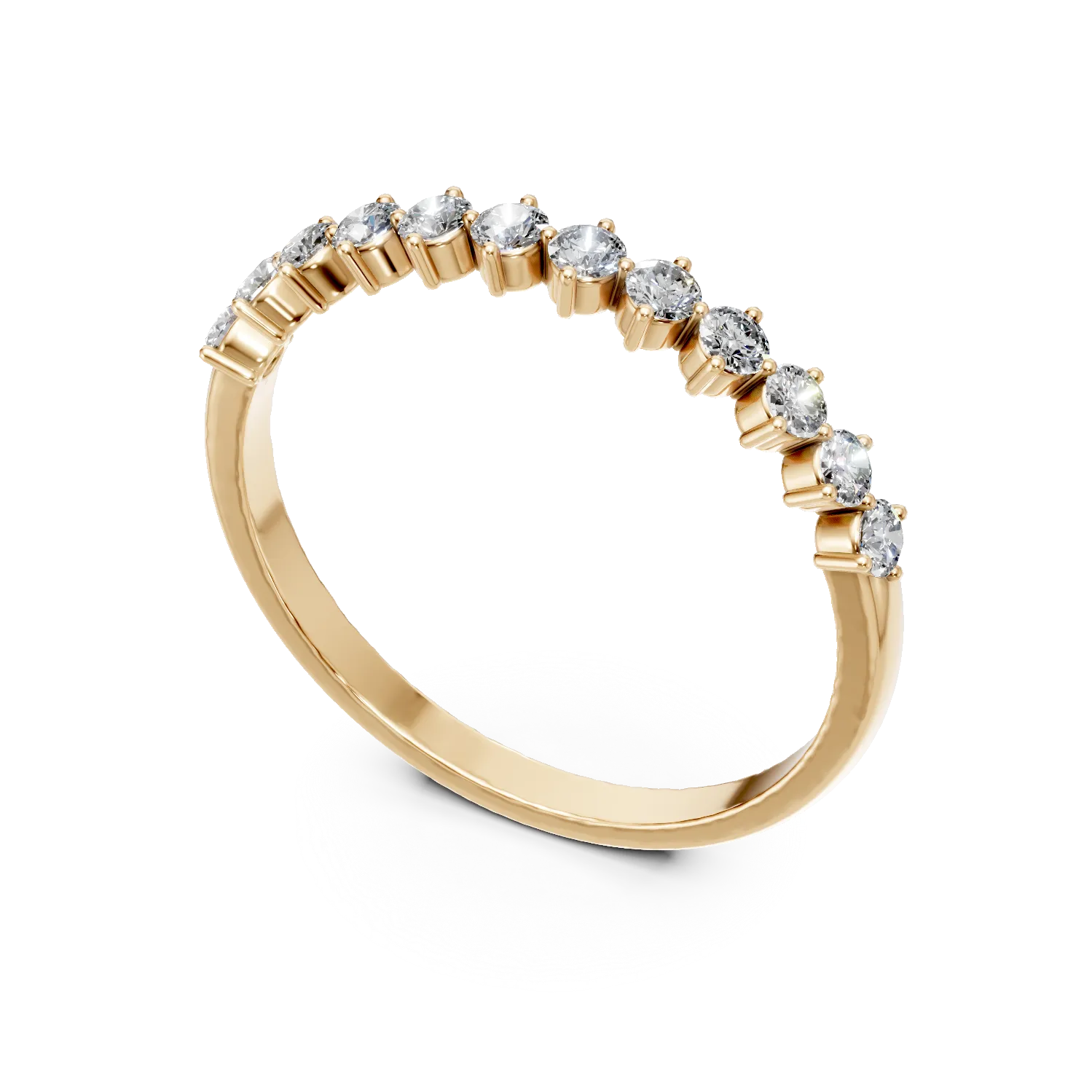 Inel din aur galben cu diamante microsetting de 0.2ct create in laborator - imagine 2