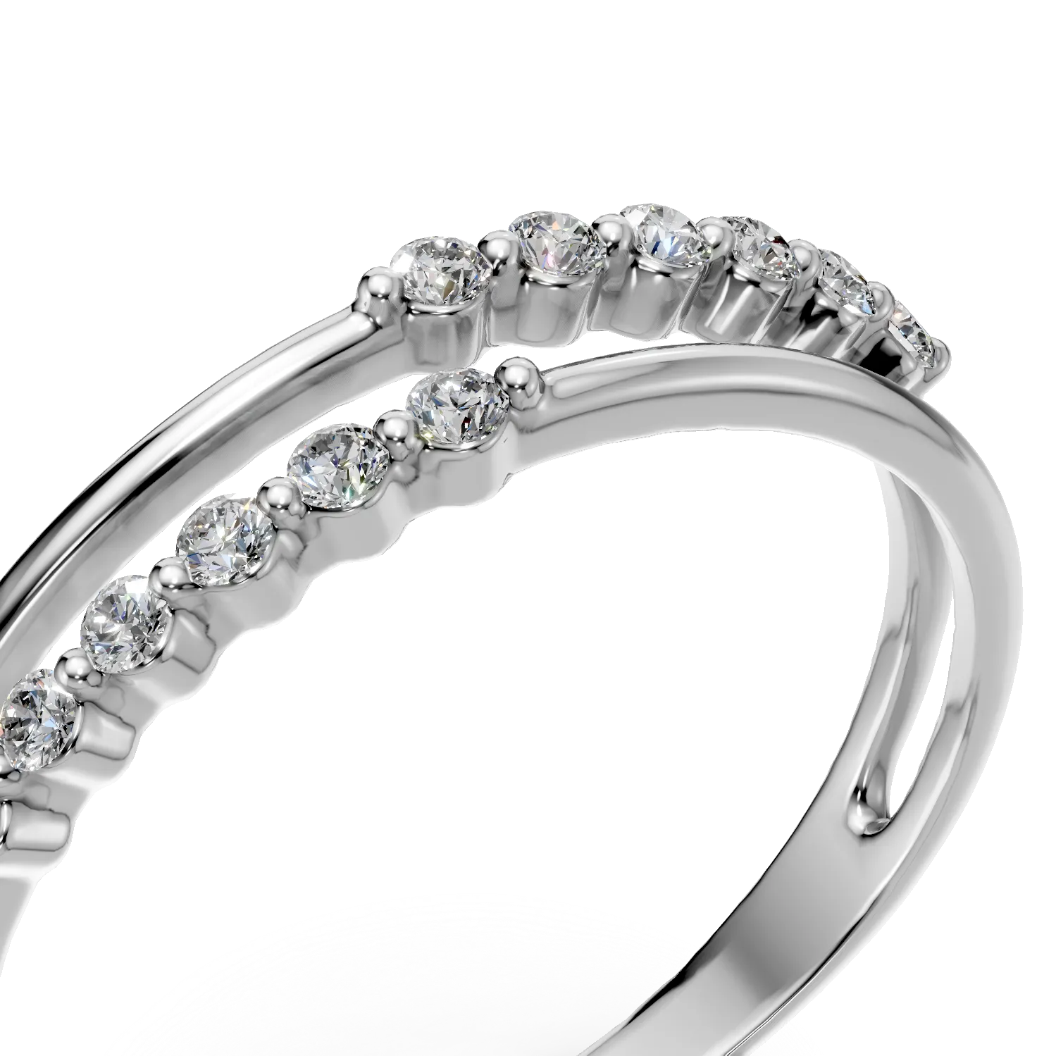 Inel dublu din aur alb cu diamante de 0.1ct create in laborator - imagine 4