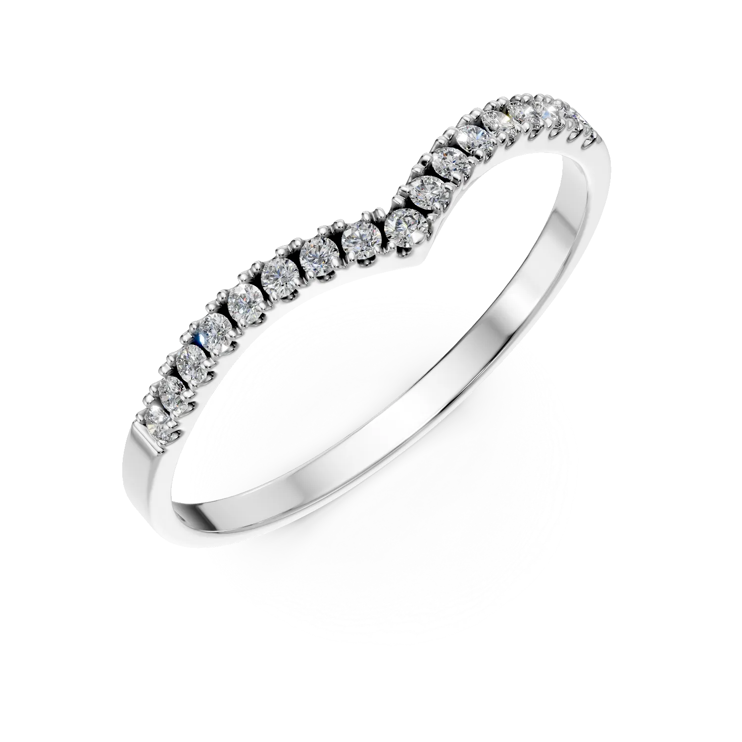 Inel minimalist din aur alb cu diamante de 0.07ct create in laborator