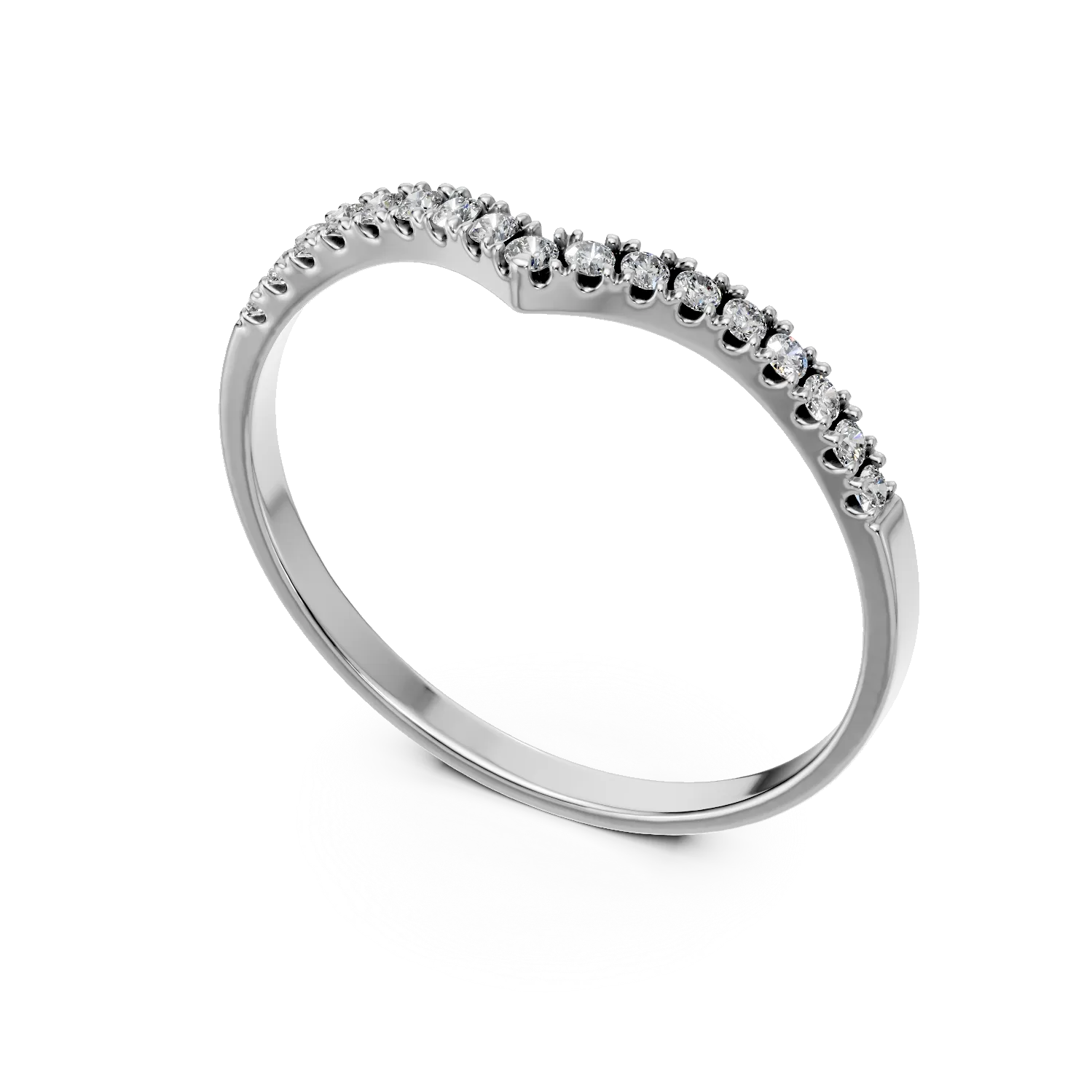 Inel geometric din aur alb cu diamante de 0.07ct create in laborator - imagine 2