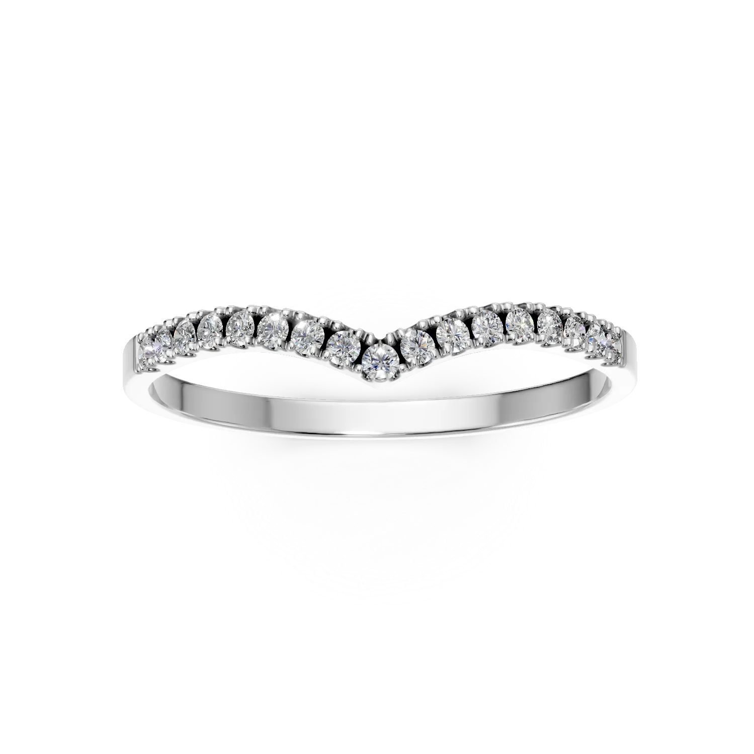Inel geometric din aur alb cu diamante de 0.07ct create in laborator - imagine 3
