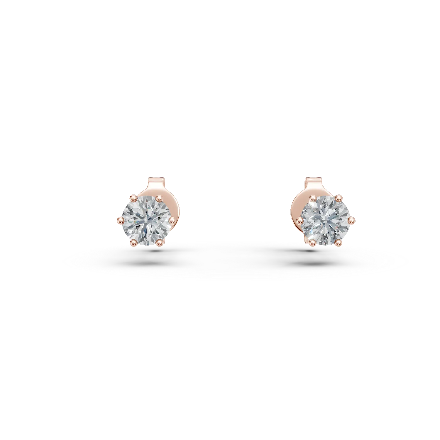 Cercei din aur roz cu diamante solitaire create in laborator de 0.3ct