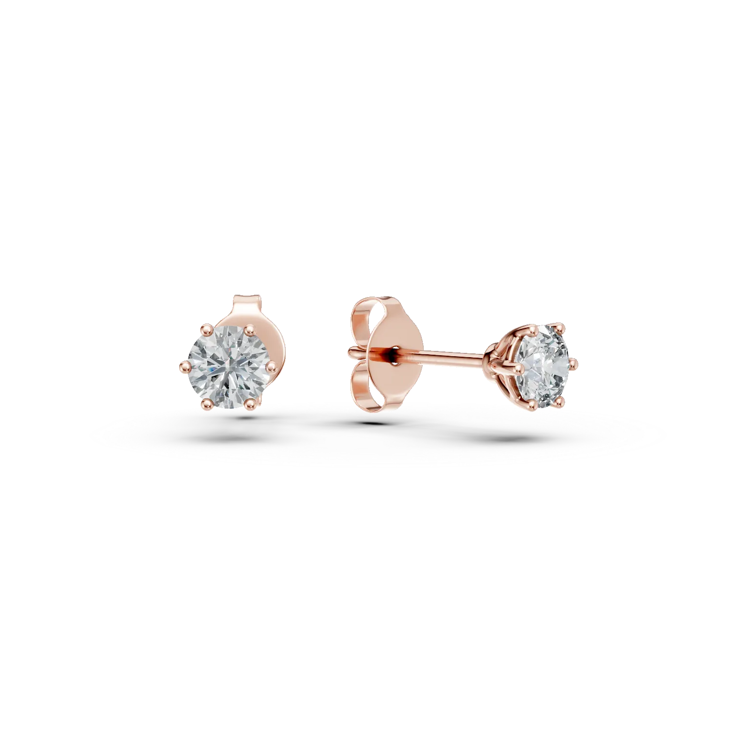 Cercei din aur roz cu diamante solitaire create in laborator de 0.3ct