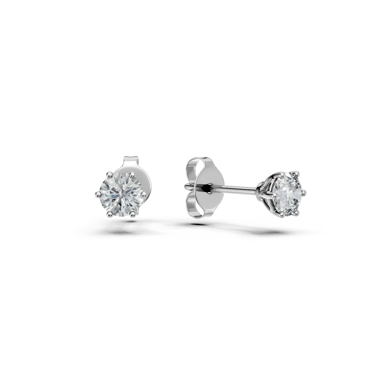 Cercei din aur alb cu diamante solitaire create in laborator de 0.3ct