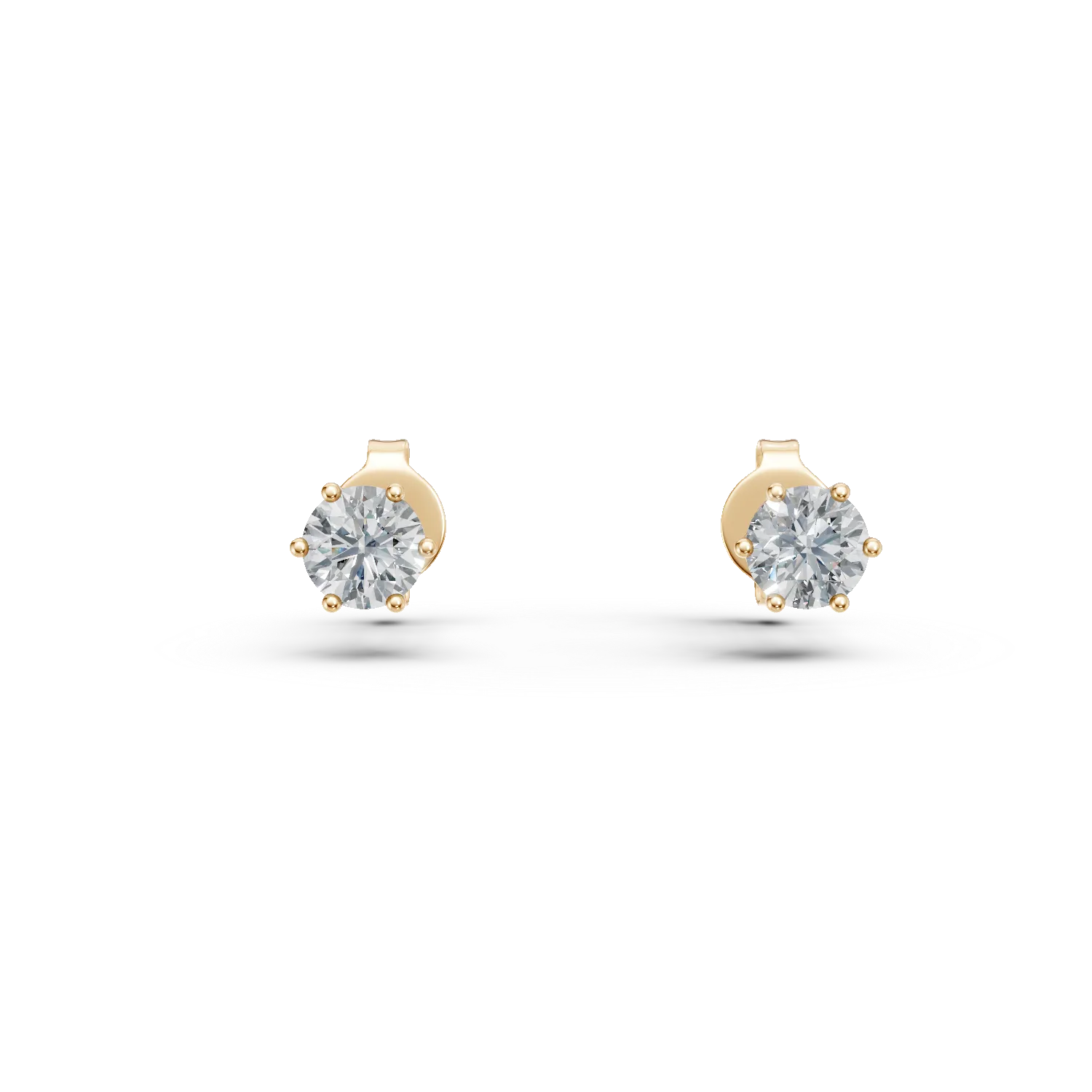 Cercei din aur galben cu diamante solitaire create in laborator de 0.3ct
