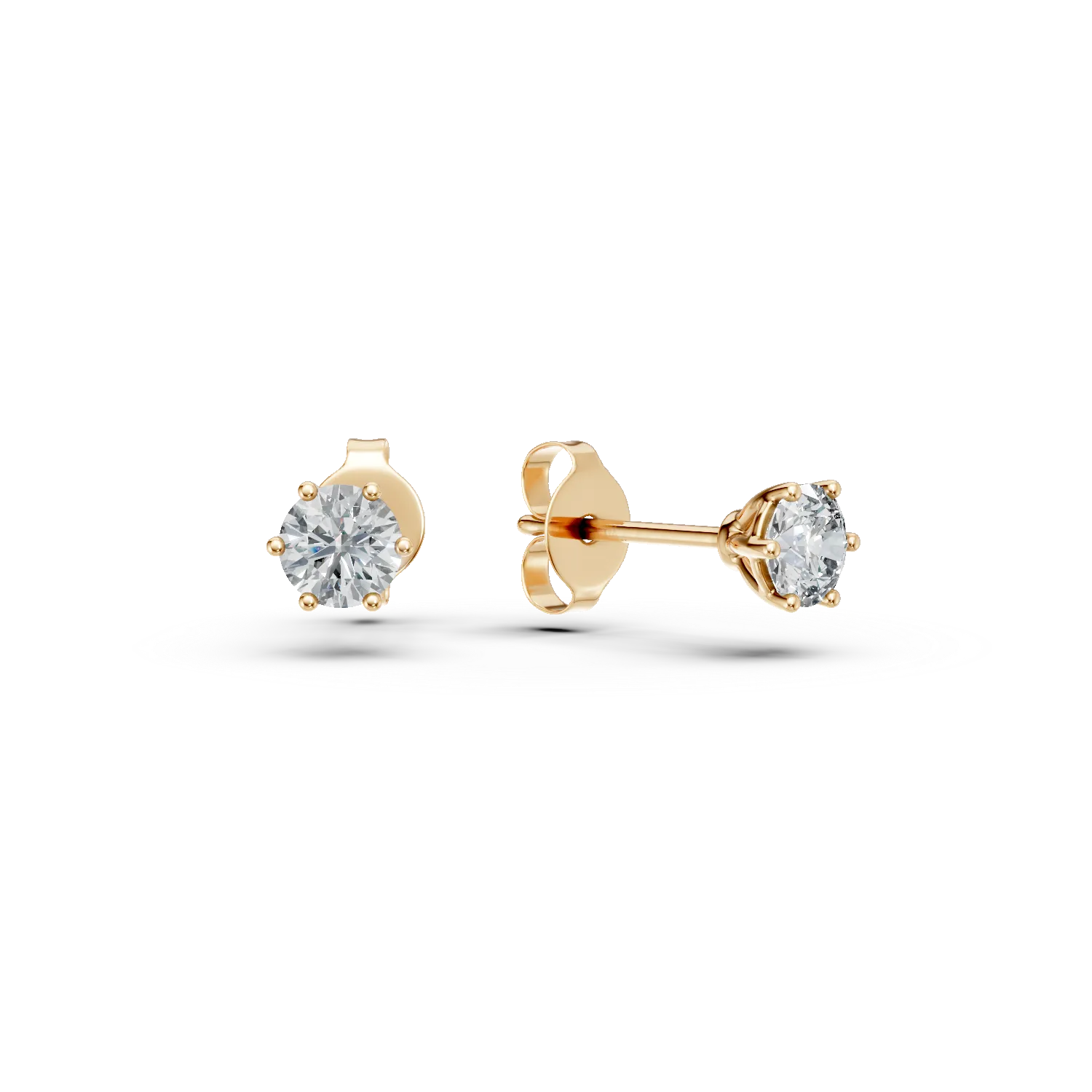 Cercei din aur galben cu diamante solitaire create in laborator de 0.3ct