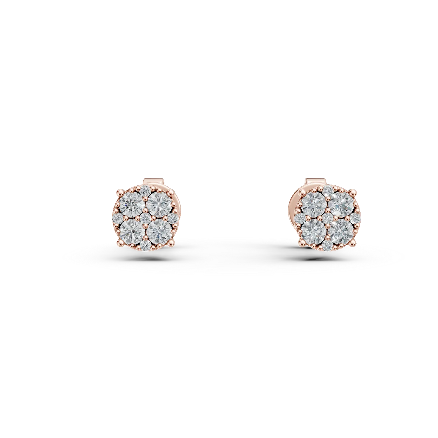Cercei din aur roz cu diamante create in laborator de 0.3ct