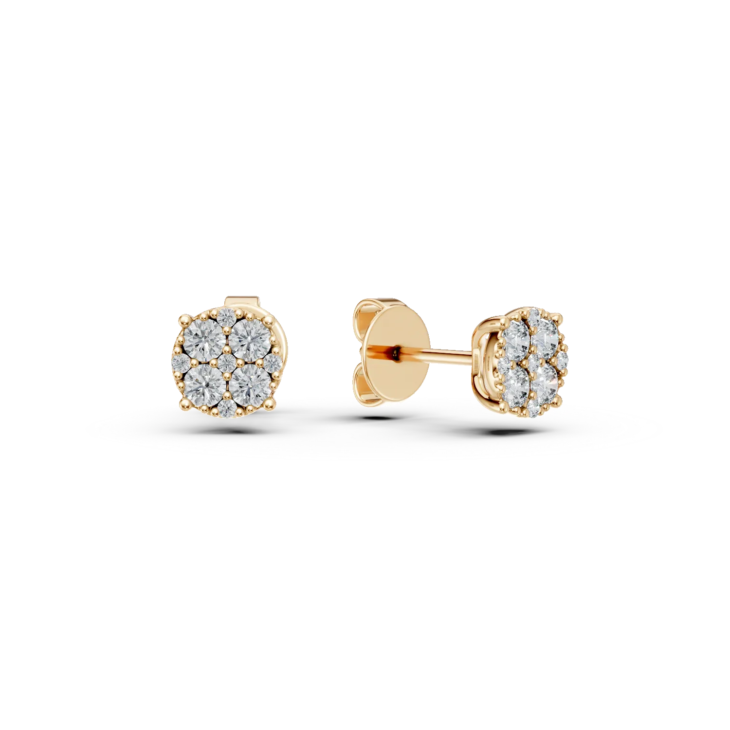 Cercei din aur galben cu diamante create in laborator de 0.3ct