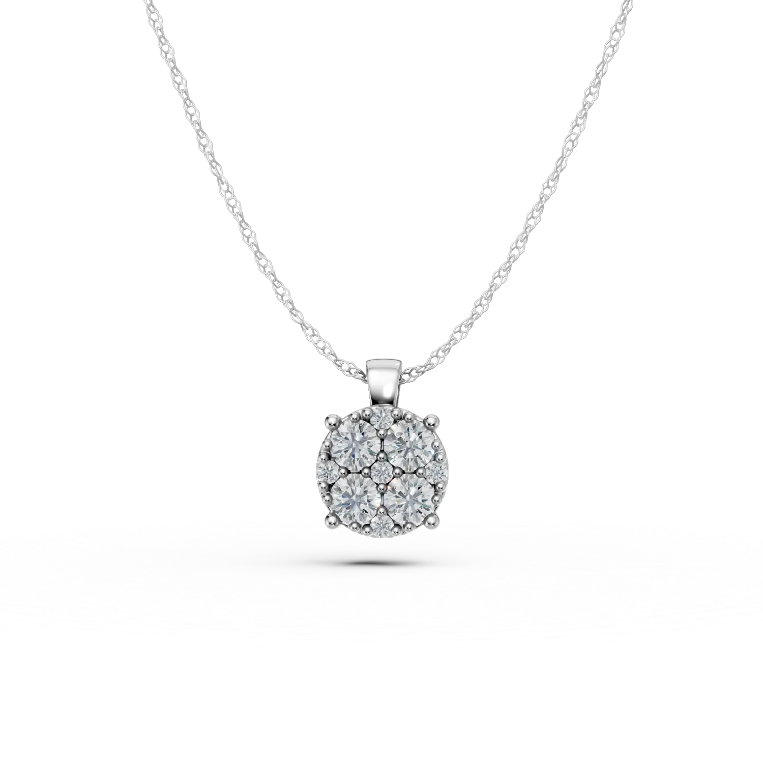 Lant cu pandantiv din aur alb cu diamante de 0.15ct create in laborator