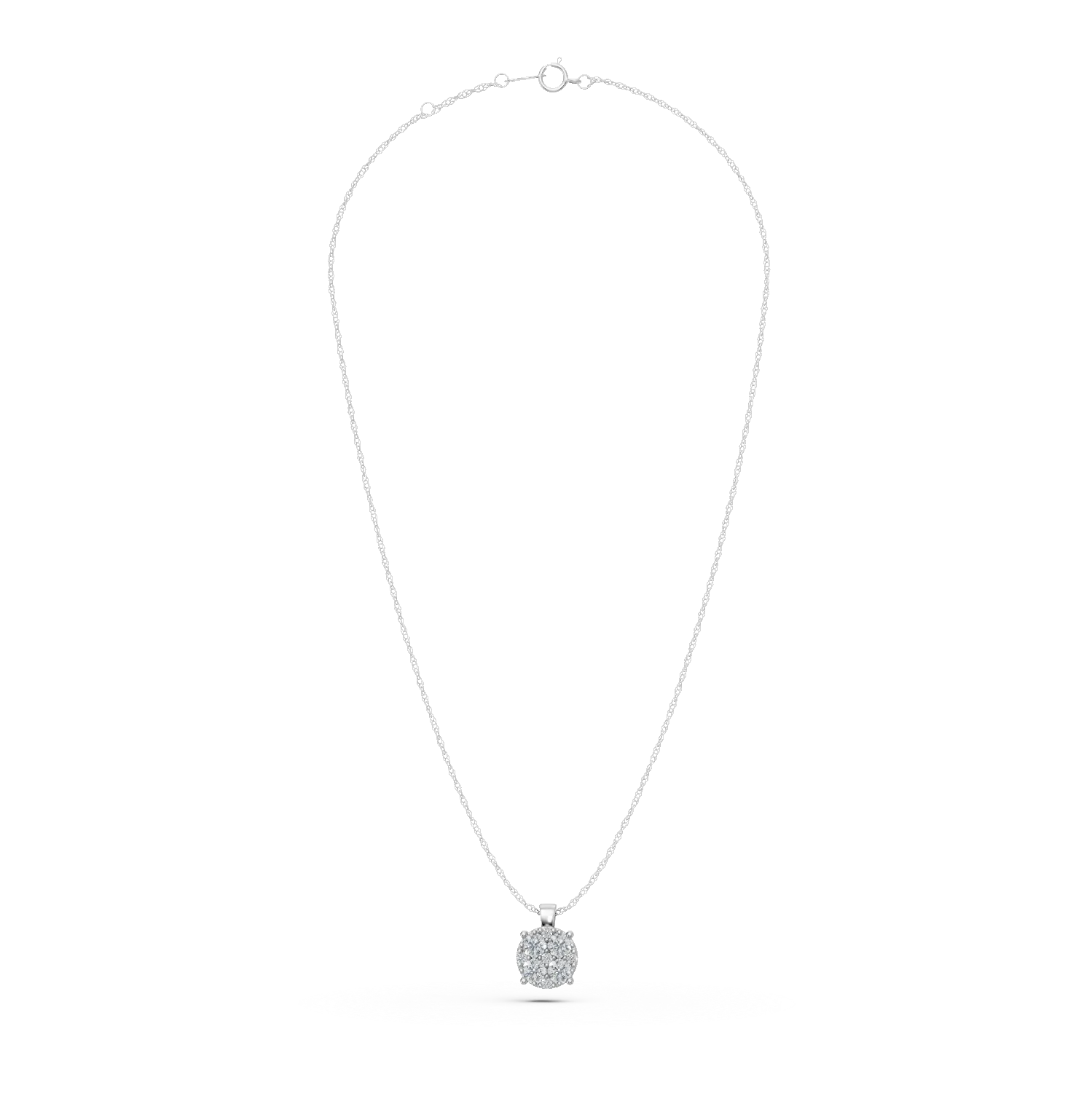 Lant cu pandantiv din aur alb cu diamante de 0.15ct create in laborator