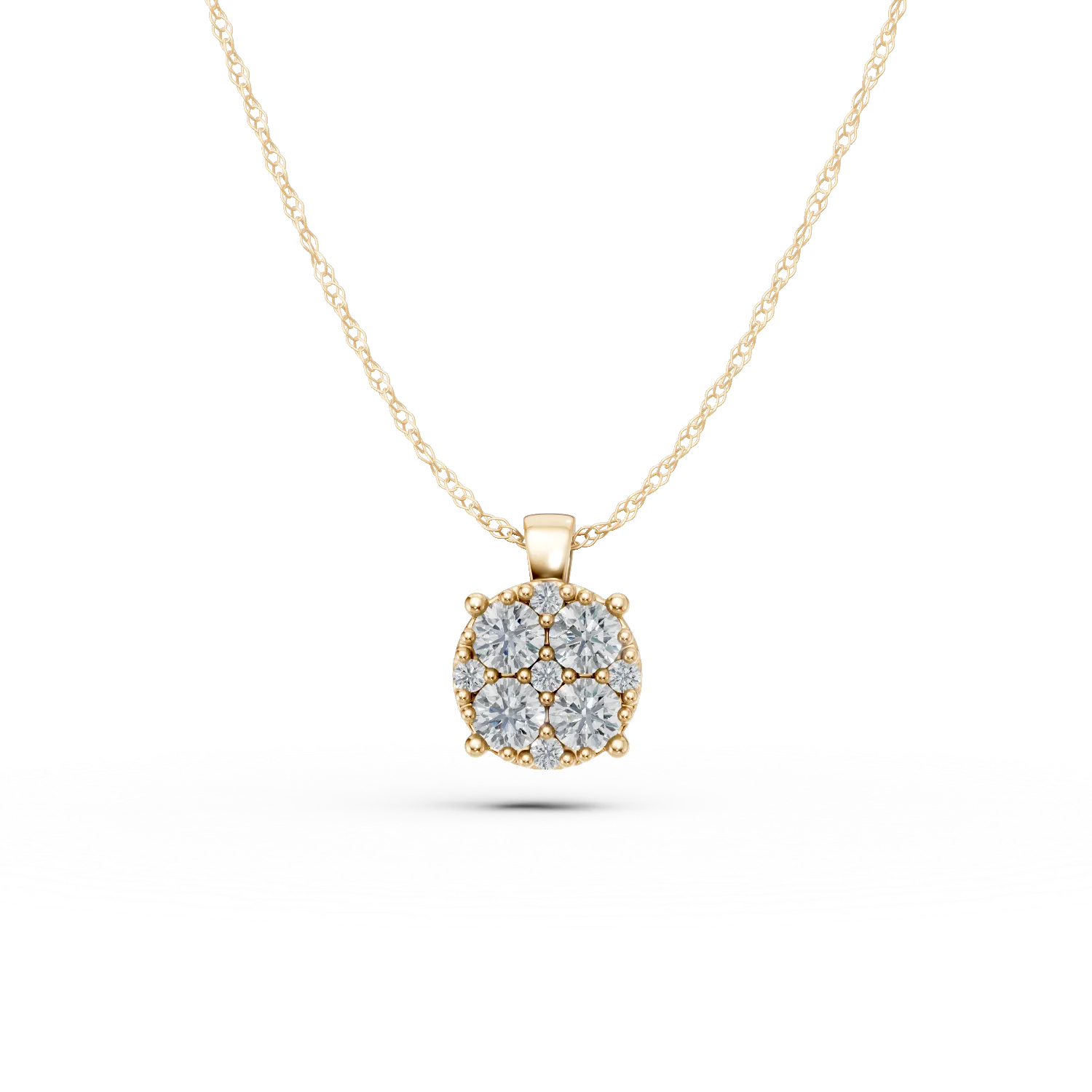 Lant cu pandantiv din aur galben cu diamante de 0.15ct create in laborator