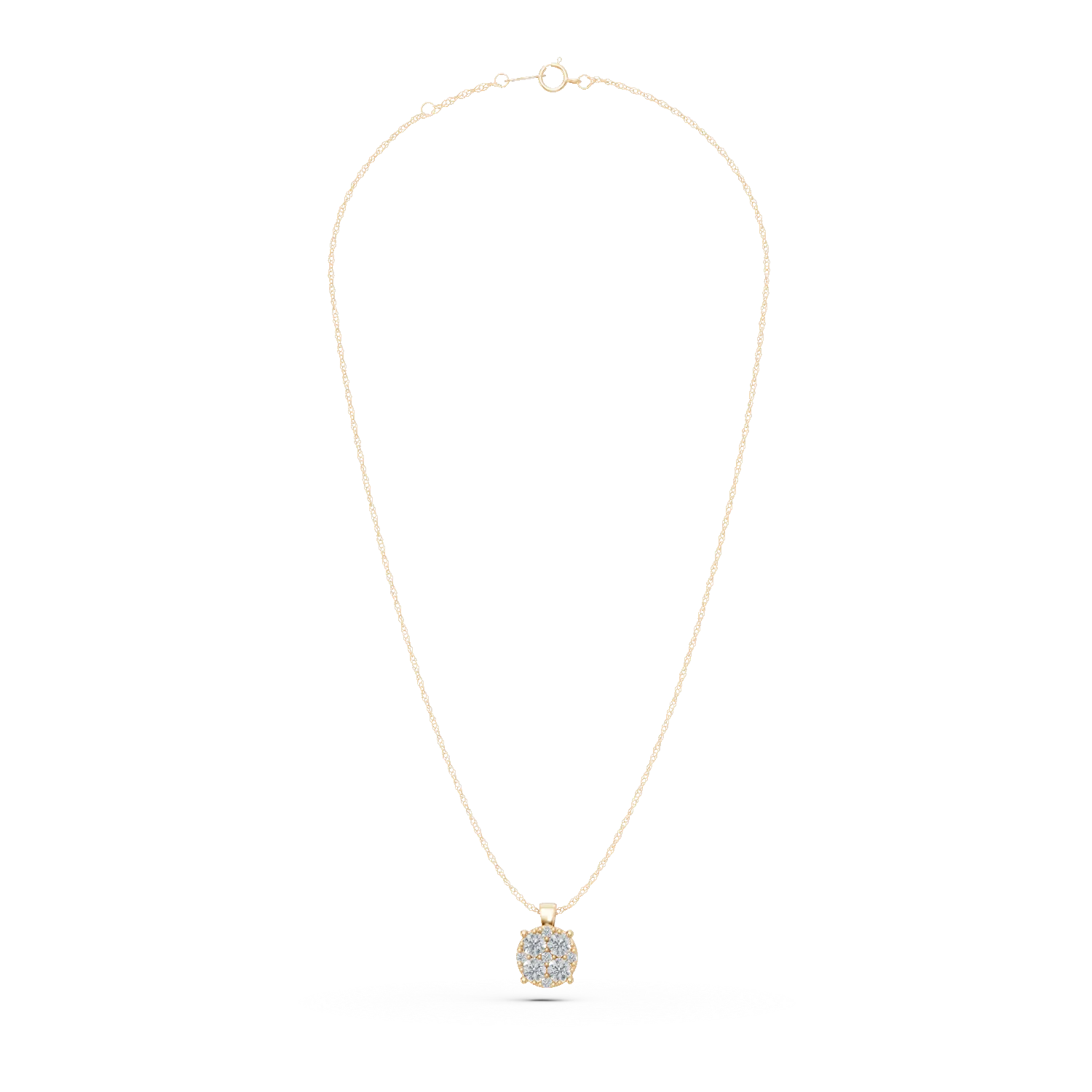 Lant cu pandantiv din aur galben cu diamante de 0.15ct create in laborator