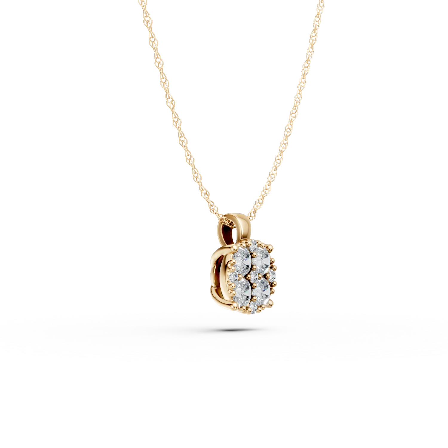 Lant cu pandantiv din aur galben cu diamante de 0.15ct create in laborator