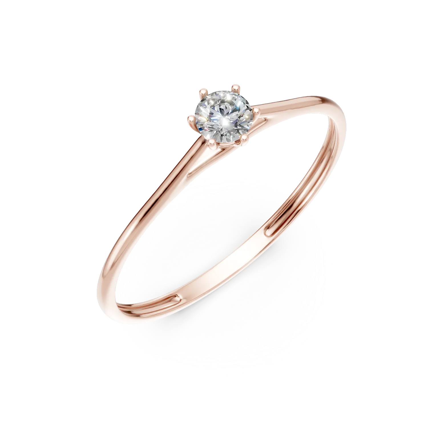 Inel de logodna din aur roz cu diamant solitaire creat in laborator de 0.15ct