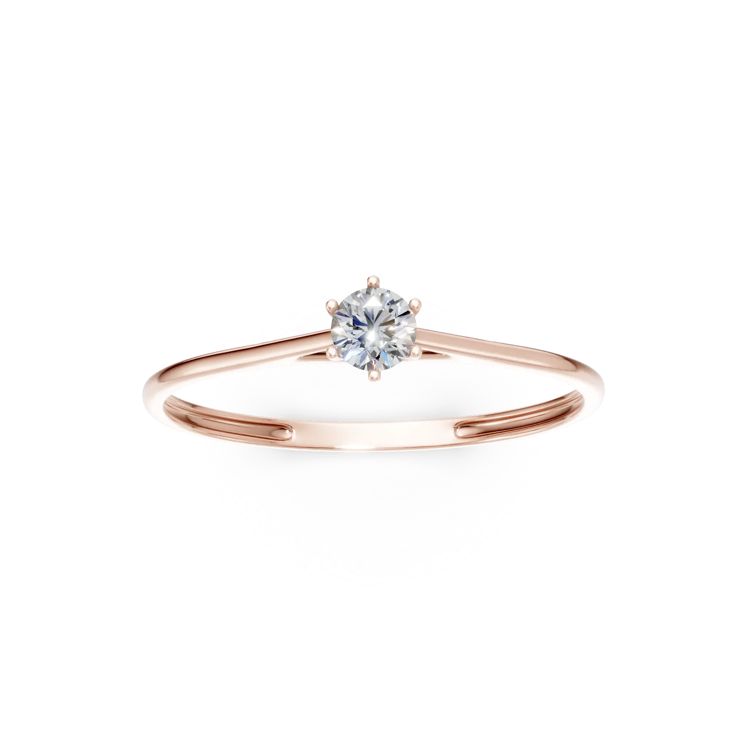 Inel de logodna din aur roz cu diamant solitaire creat in laborator de 0.15ct