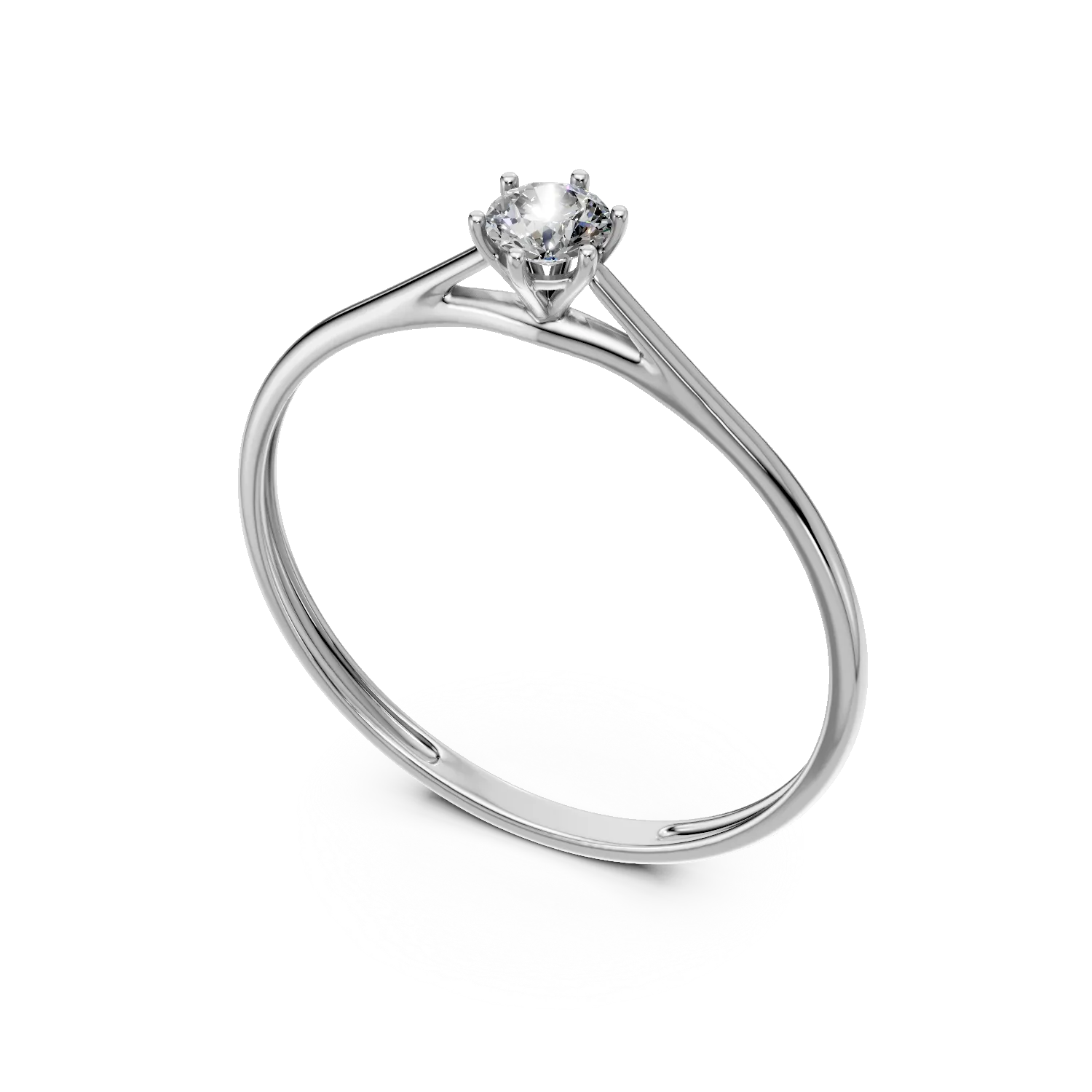 Inel de logodna din aur alb cu diamant solitaire creat in laborator de 0.15ct